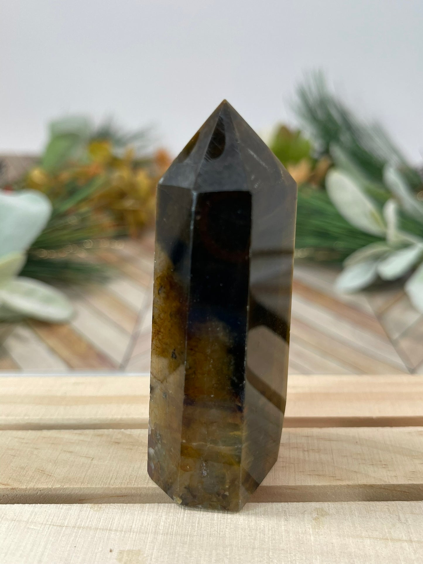 Tower - Tiger Eye Jasper Natural Stone Crystal Obelisk Point - 107g