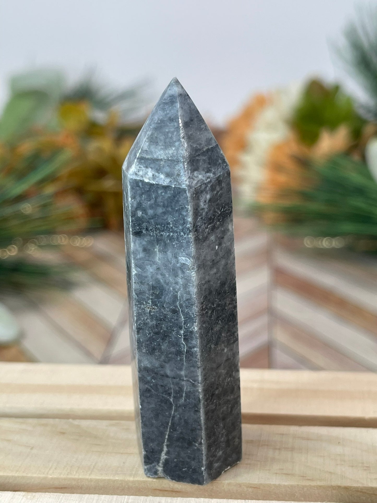 Tower - Natural Grey Jasper Quartz Crystal Obelisk Point Tower - 59g - 7.5cm