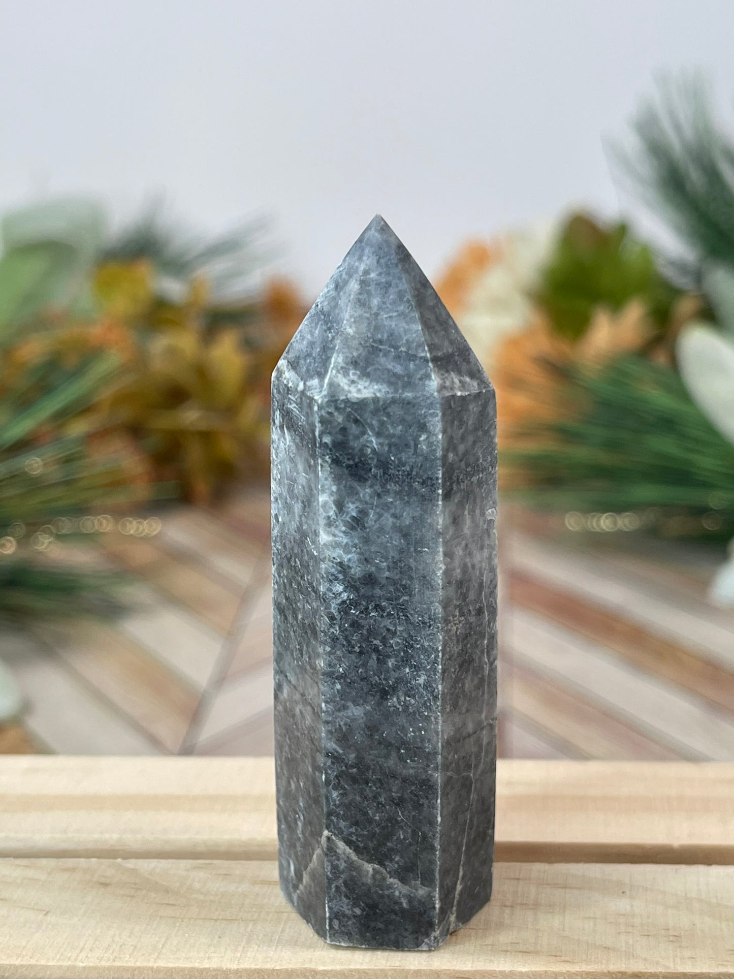 Tower - Natural Grey Jasper Quartz Crystal Obelisk Point Tower - 59g - 7.5cm