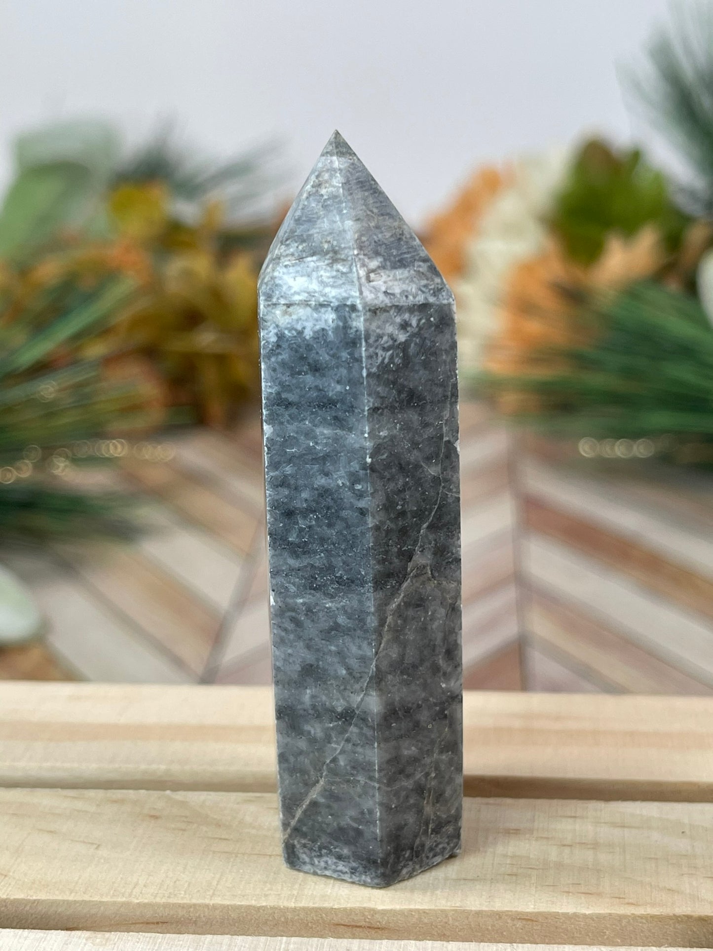 Tower - Natural Grey Jasper Quartz Crystal Obelisk Point Tower - 58g - 7.5cm