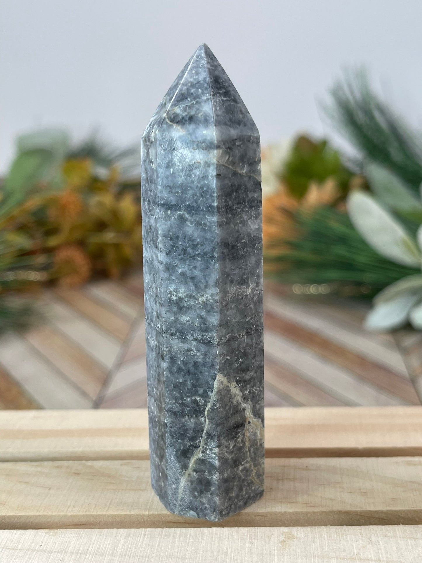 Tower - Natural Grey Jasper Quartz Crystal Obelisk Point Tower - 85g - 9.3cm