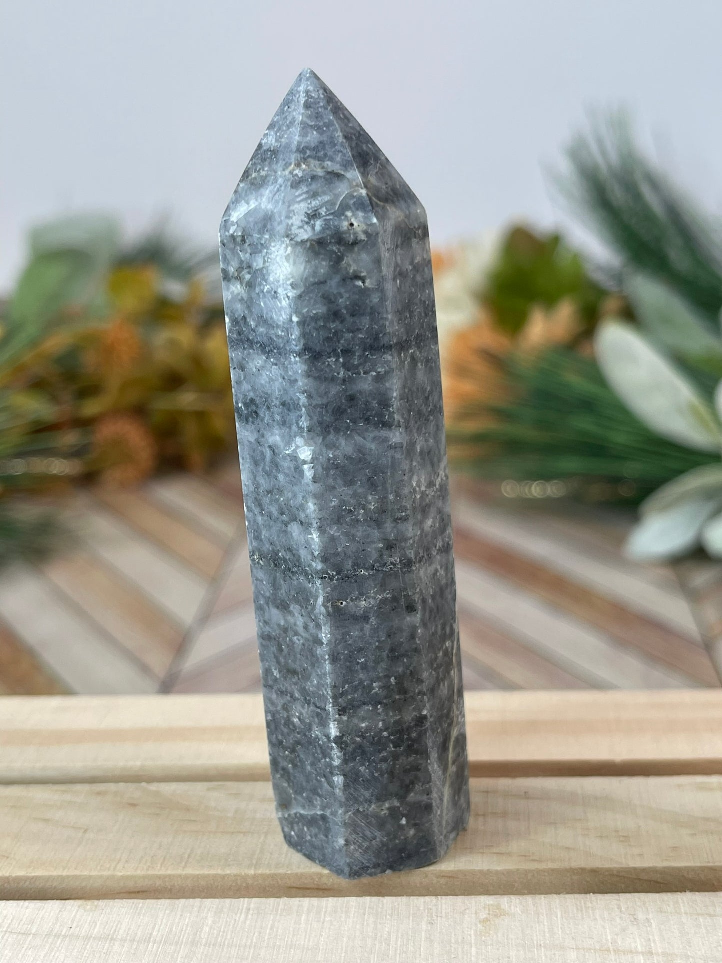 Tower - Natural Grey Jasper Quartz Crystal Obelisk Point Tower - 85g - 9.3cm