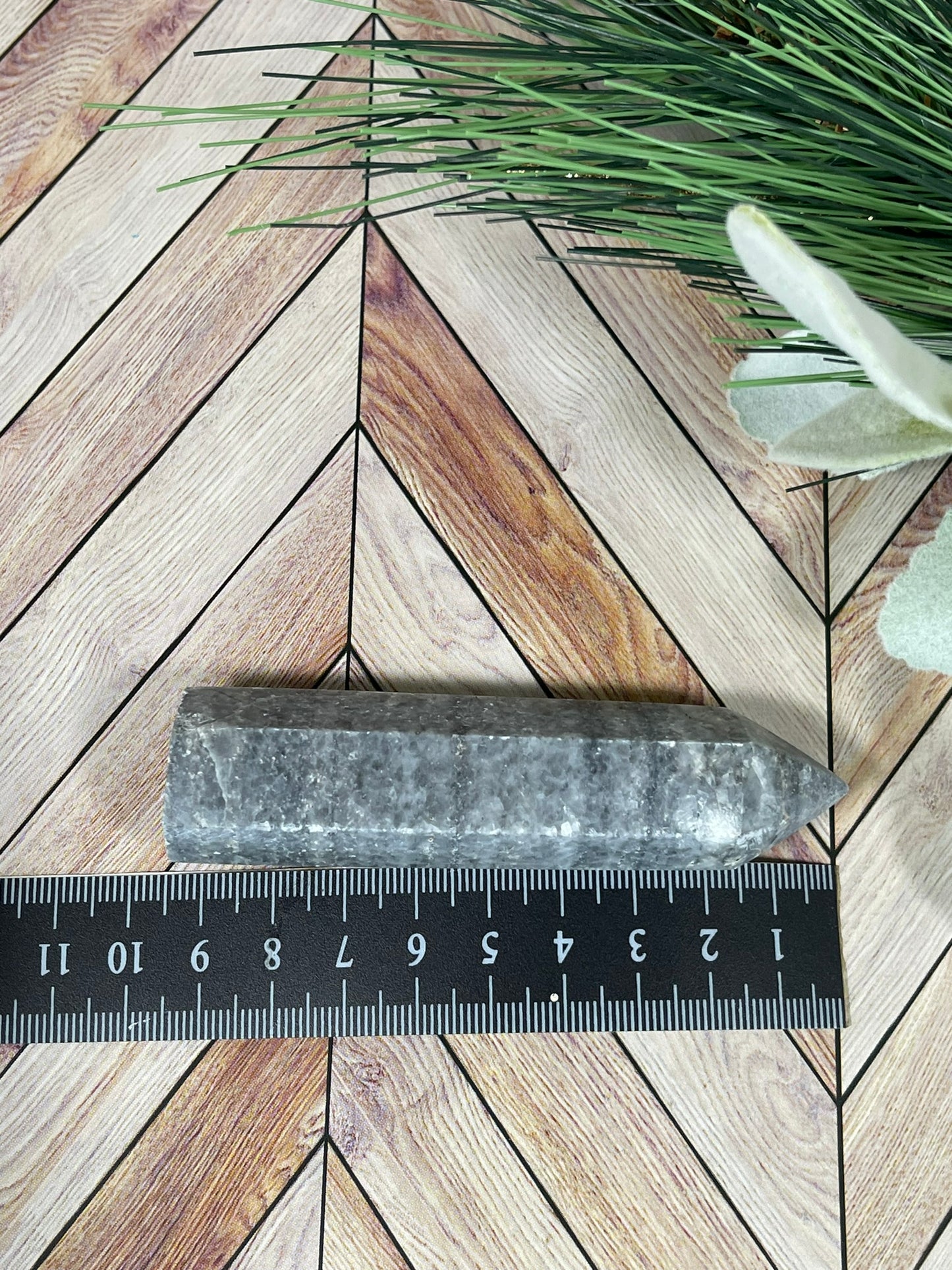 Tower - Natural Grey Jasper Quartz Crystal Obelisk Point Tower - 85g - 9.3cm