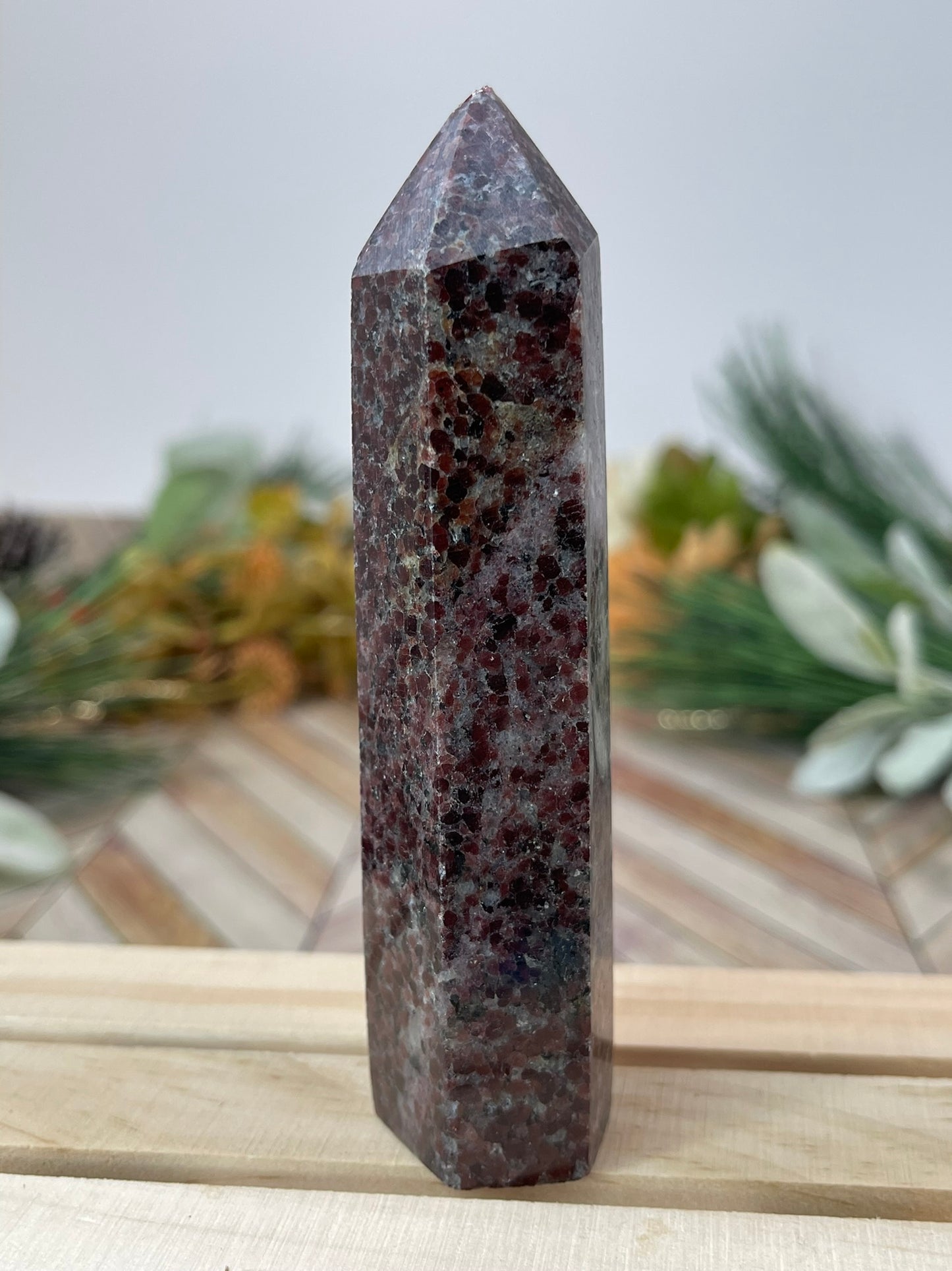 Tower - Red Snowflake Jasper Natural Stone Crystal Obelisk Point - 178g