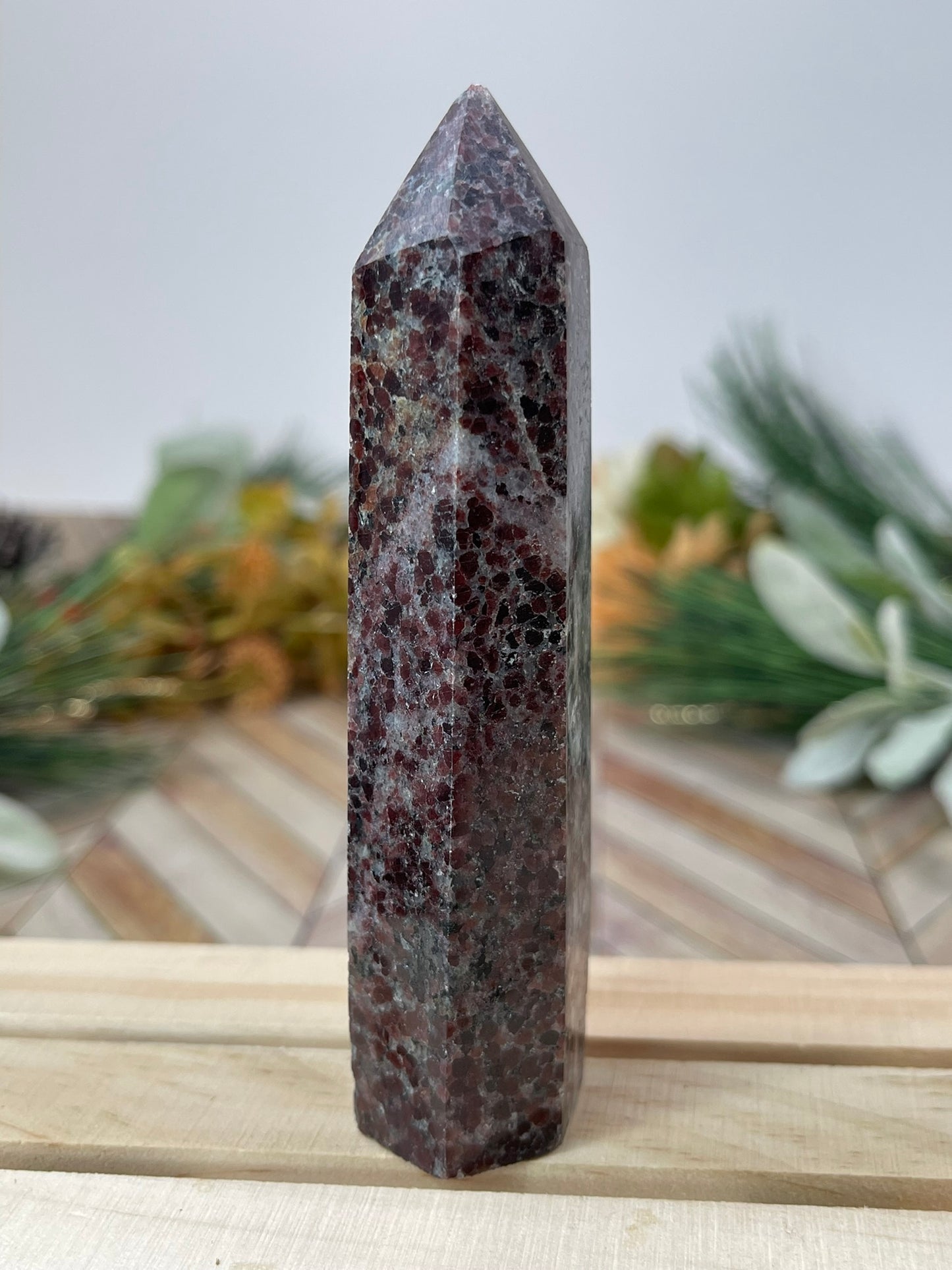 Tower - Red Snowflake Jasper Natural Stone Crystal Obelisk Point - 178g