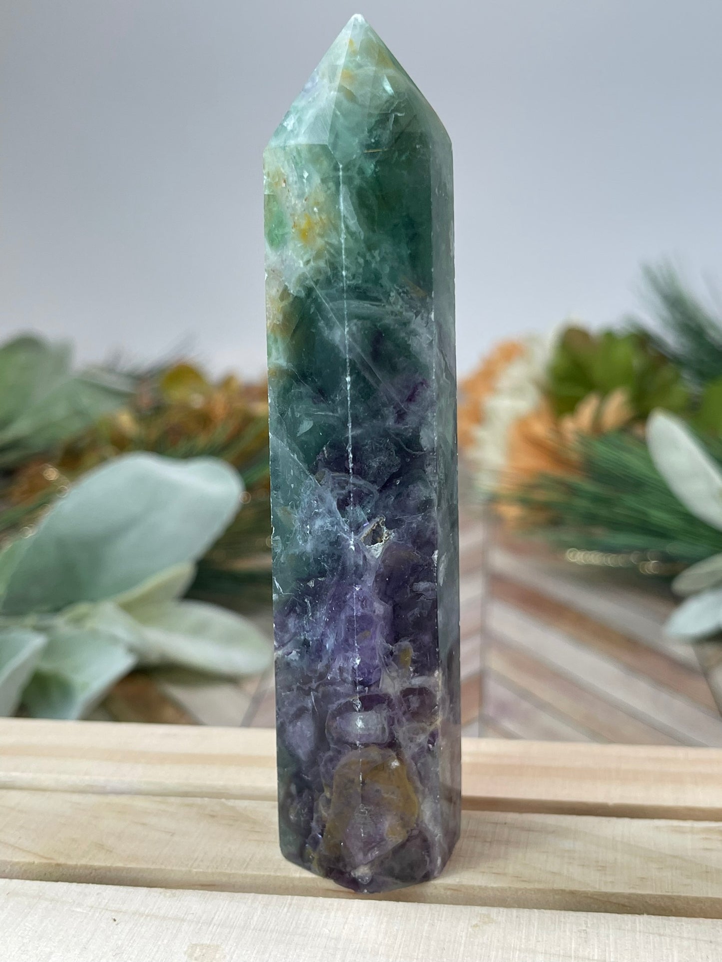 Tower - Rainbow Fluorite Natural Stone Jasper Crystal Obelisk Point - 157g