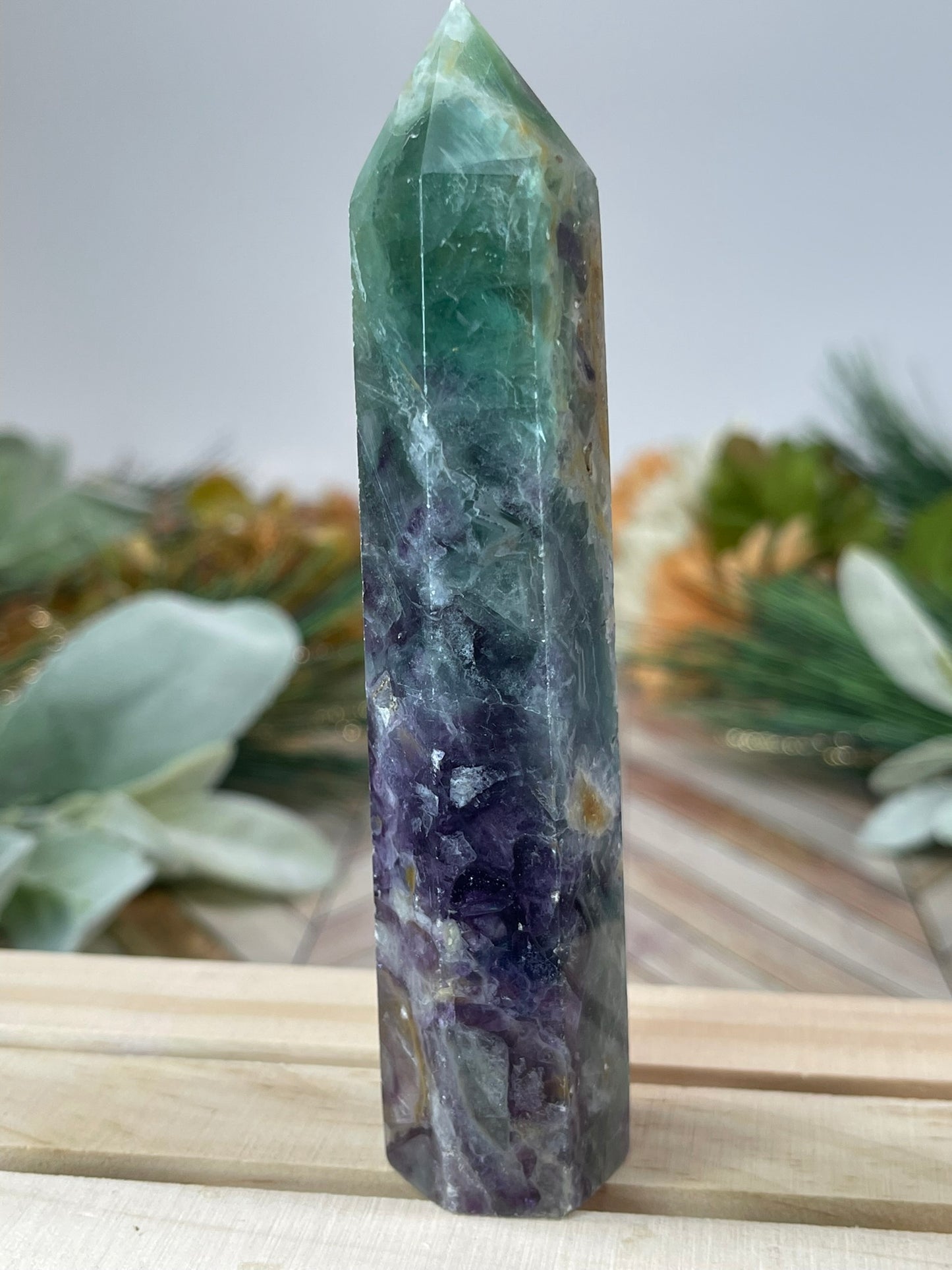 Tower - Rainbow Fluorite Natural Stone Jasper Crystal Obelisk Point - 157g