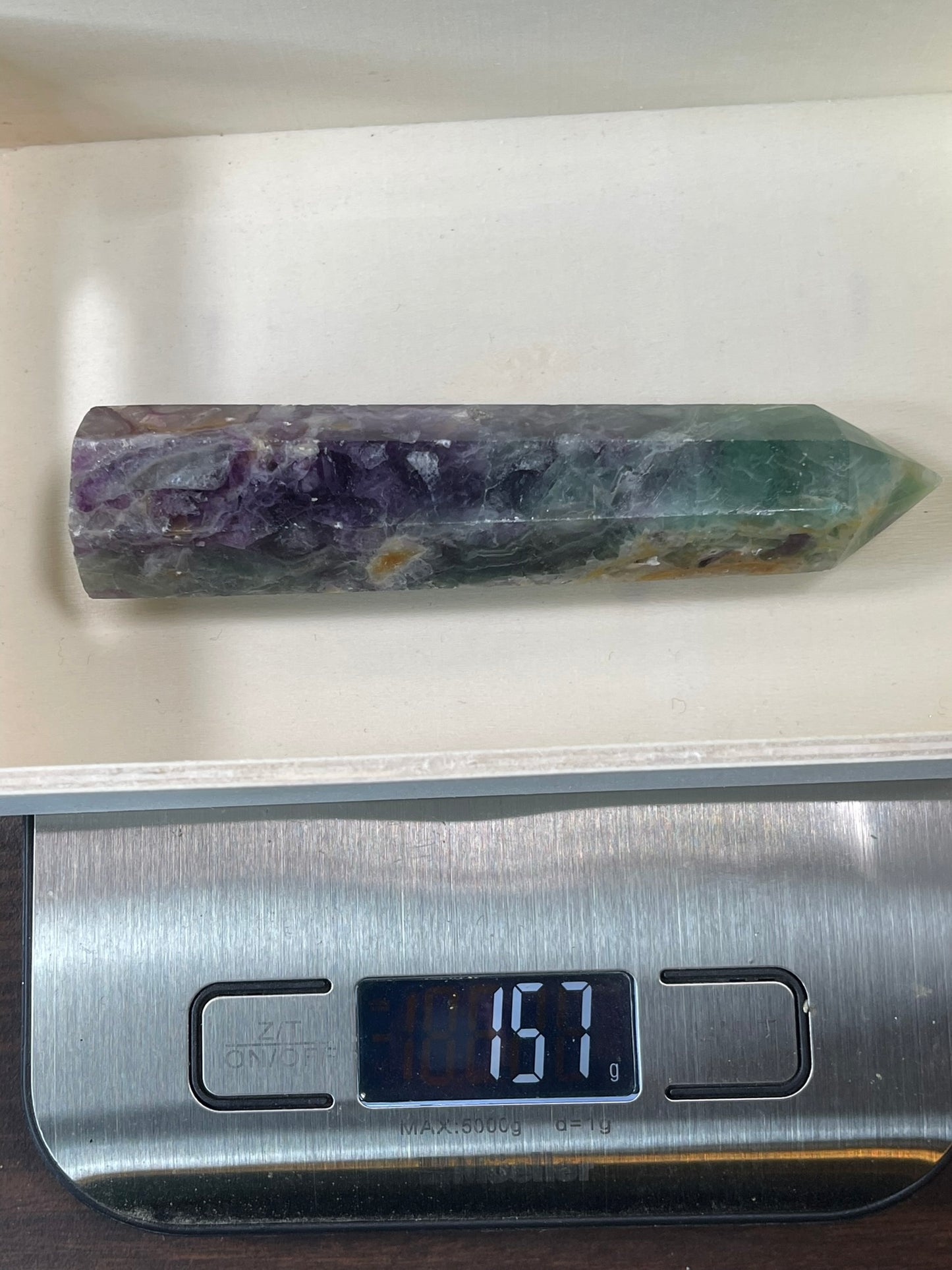 Tower - Rainbow Fluorite Natural Stone Jasper Crystal Obelisk Point - 157g