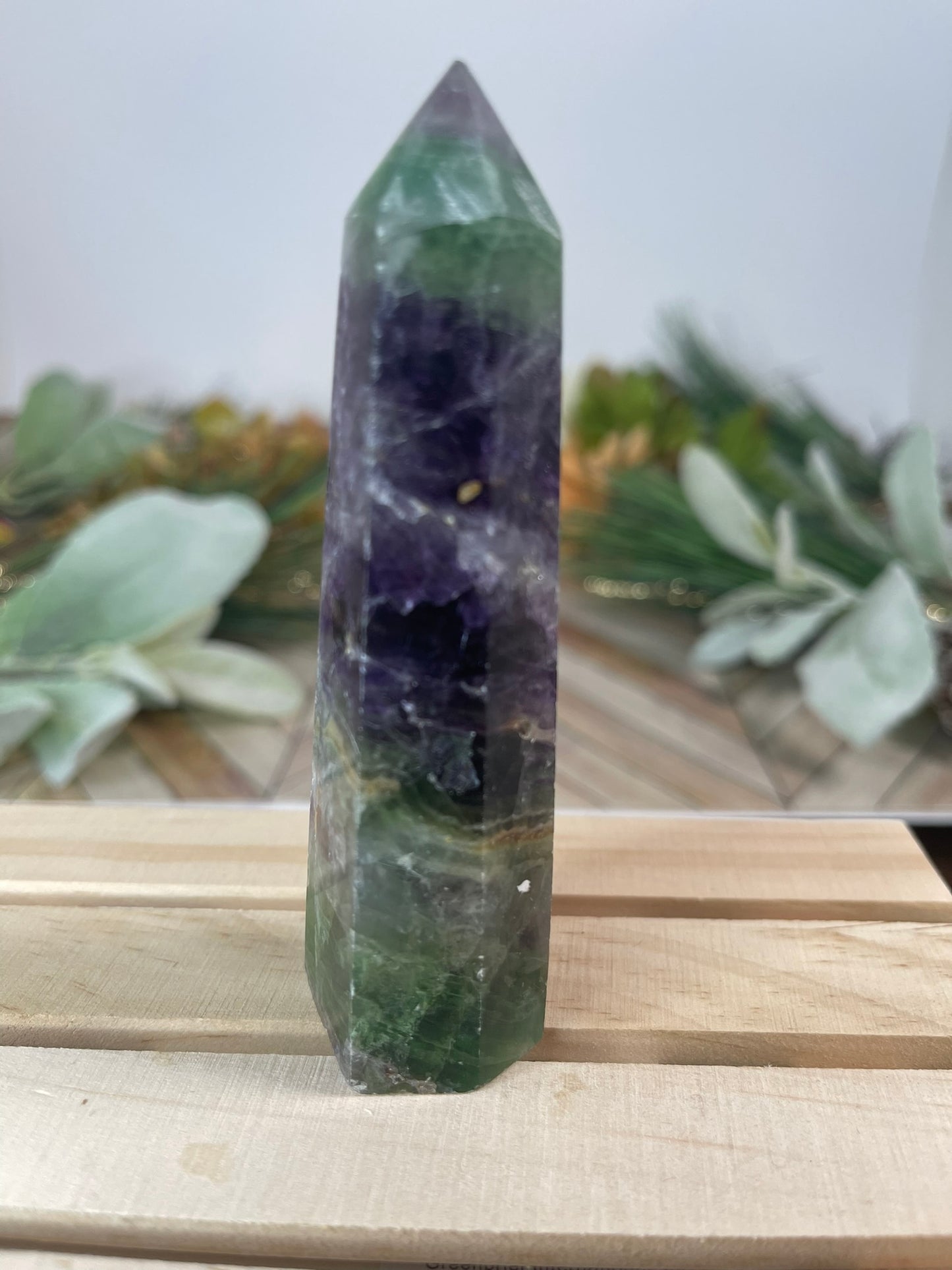 Tower - Rainbow Fluorite Natural Stone Jasper Crystal Obelisk Point - 124g