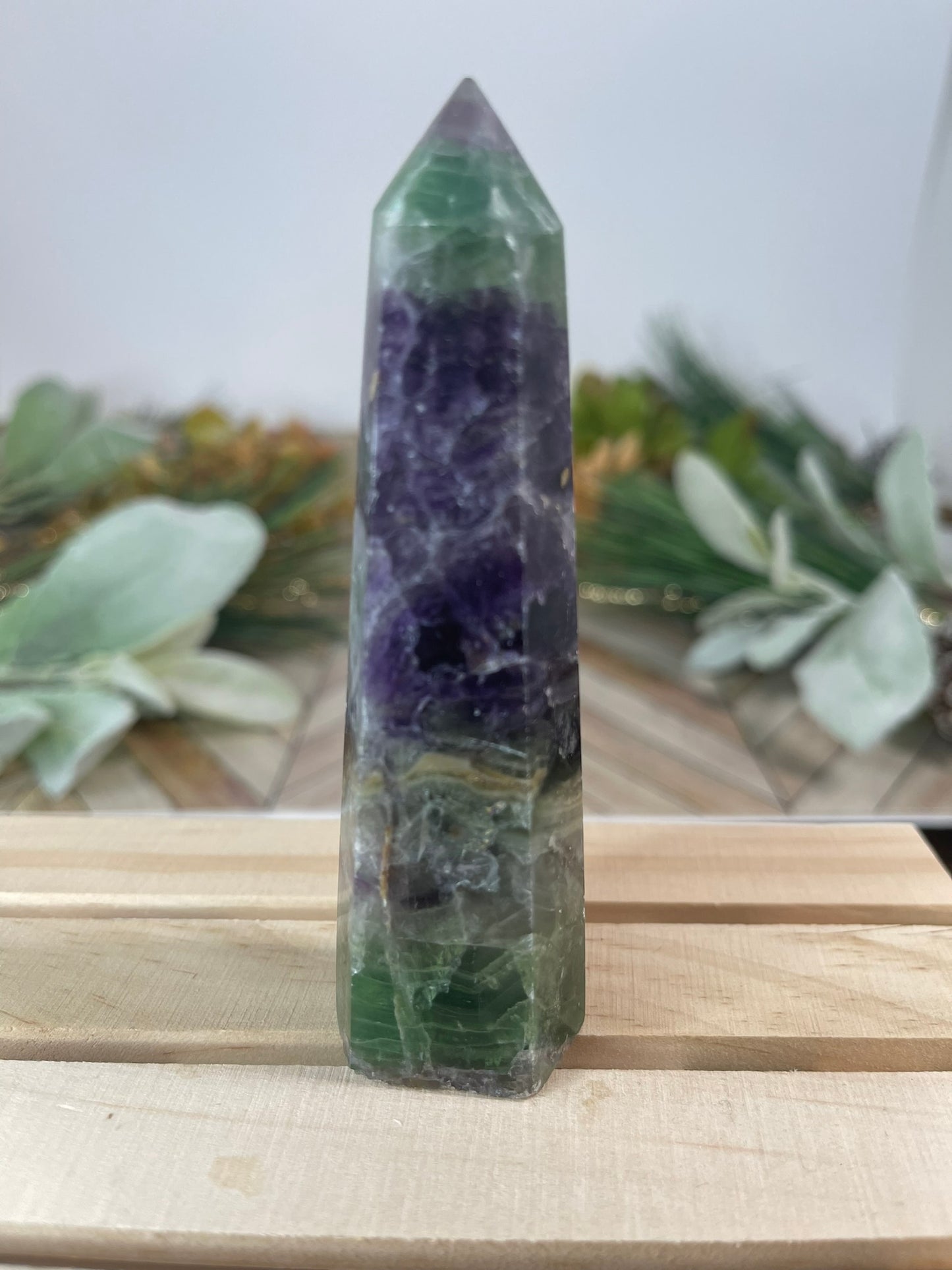 Tower - Rainbow Fluorite Natural Stone Jasper Crystal Obelisk Point - 124g