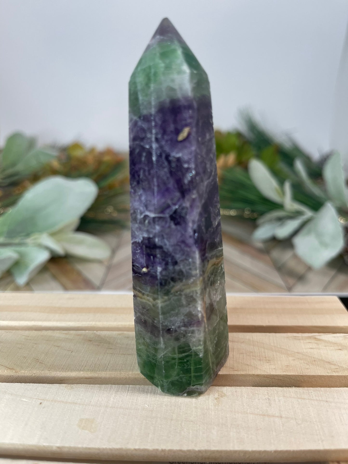 Tower - Rainbow Fluorite Natural Stone Jasper Crystal Obelisk Point - 124g