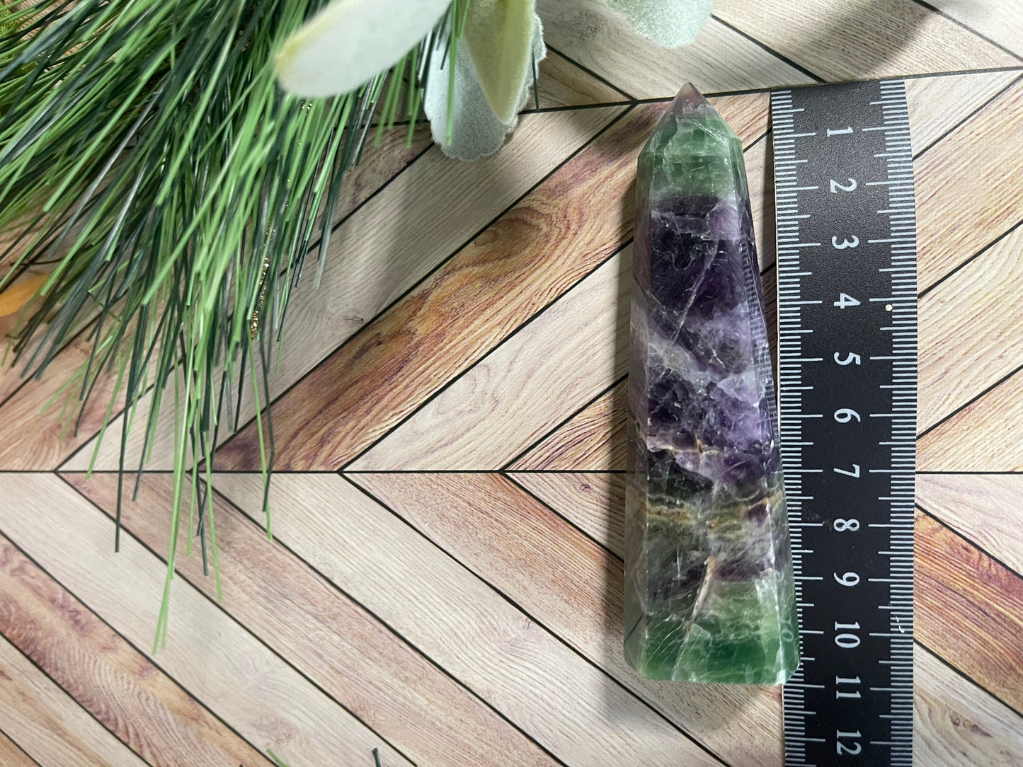 Tower - Rainbow Fluorite Natural Stone Jasper Crystal Obelisk Point - 124g