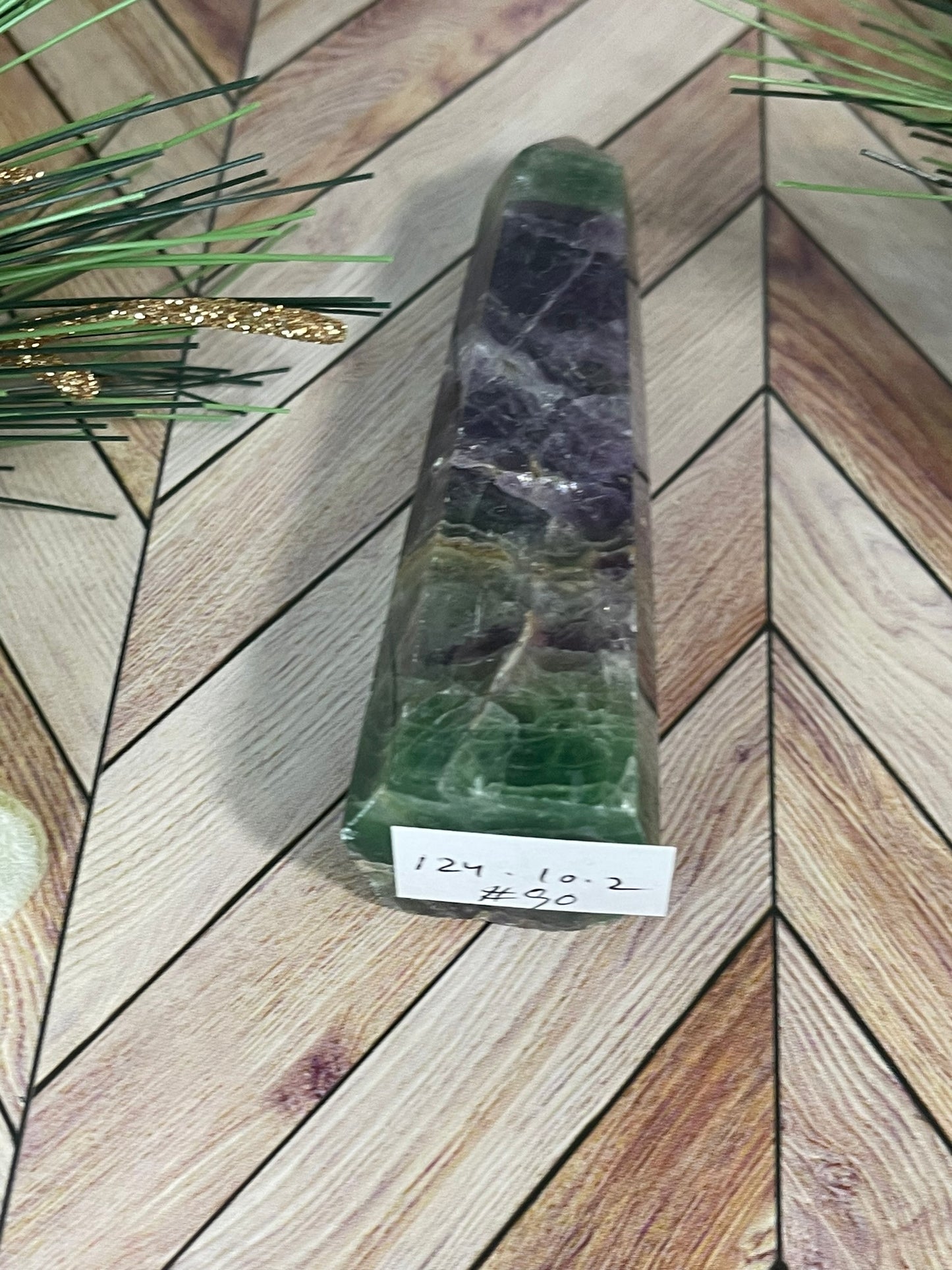 Tower - Rainbow Fluorite Natural Stone Jasper Crystal Obelisk Point - 124g