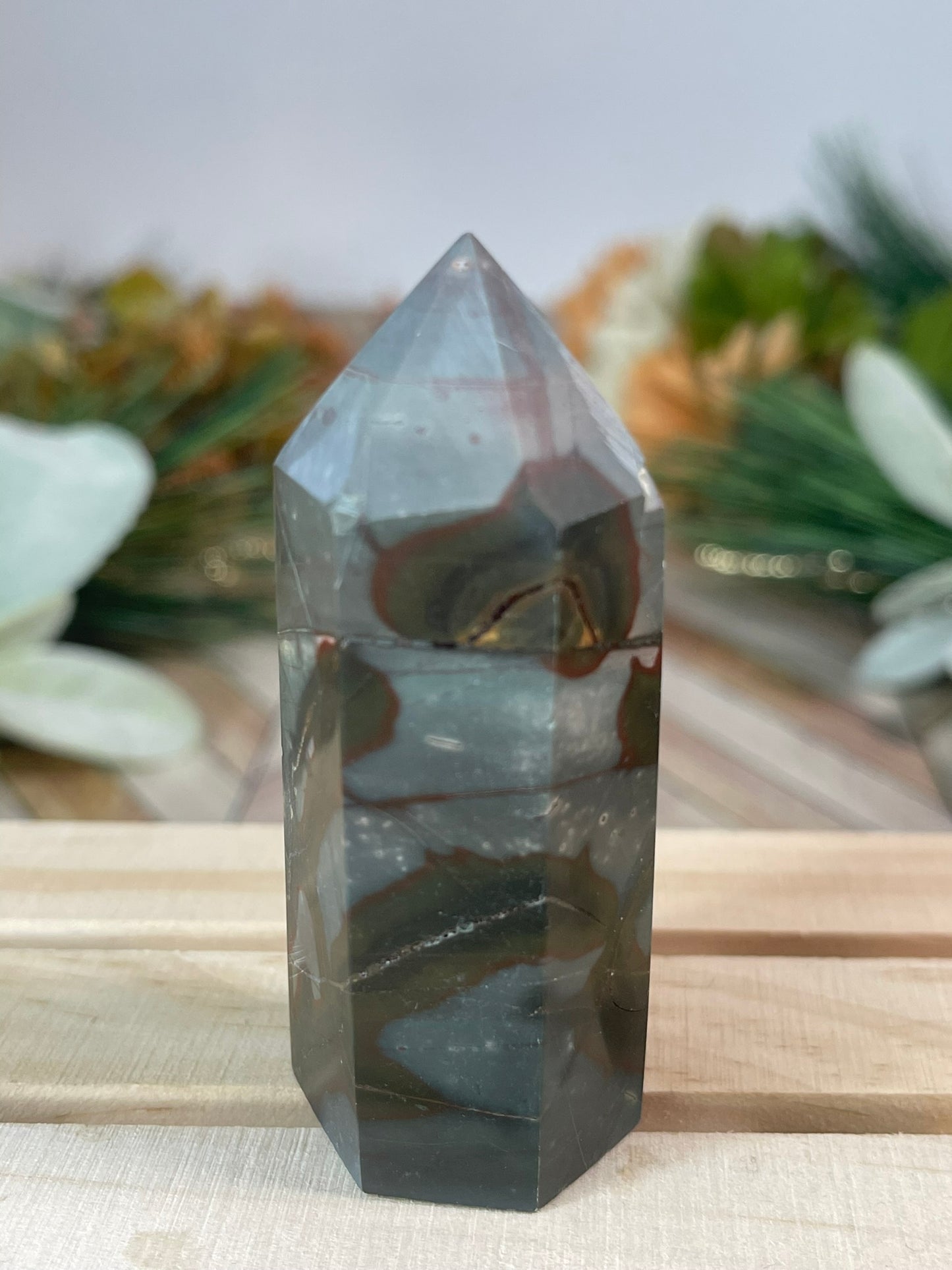 Tower - Vesuvianite Agate Carnelian Jasper Natural Stone Crystal Obelisk Point - 96g