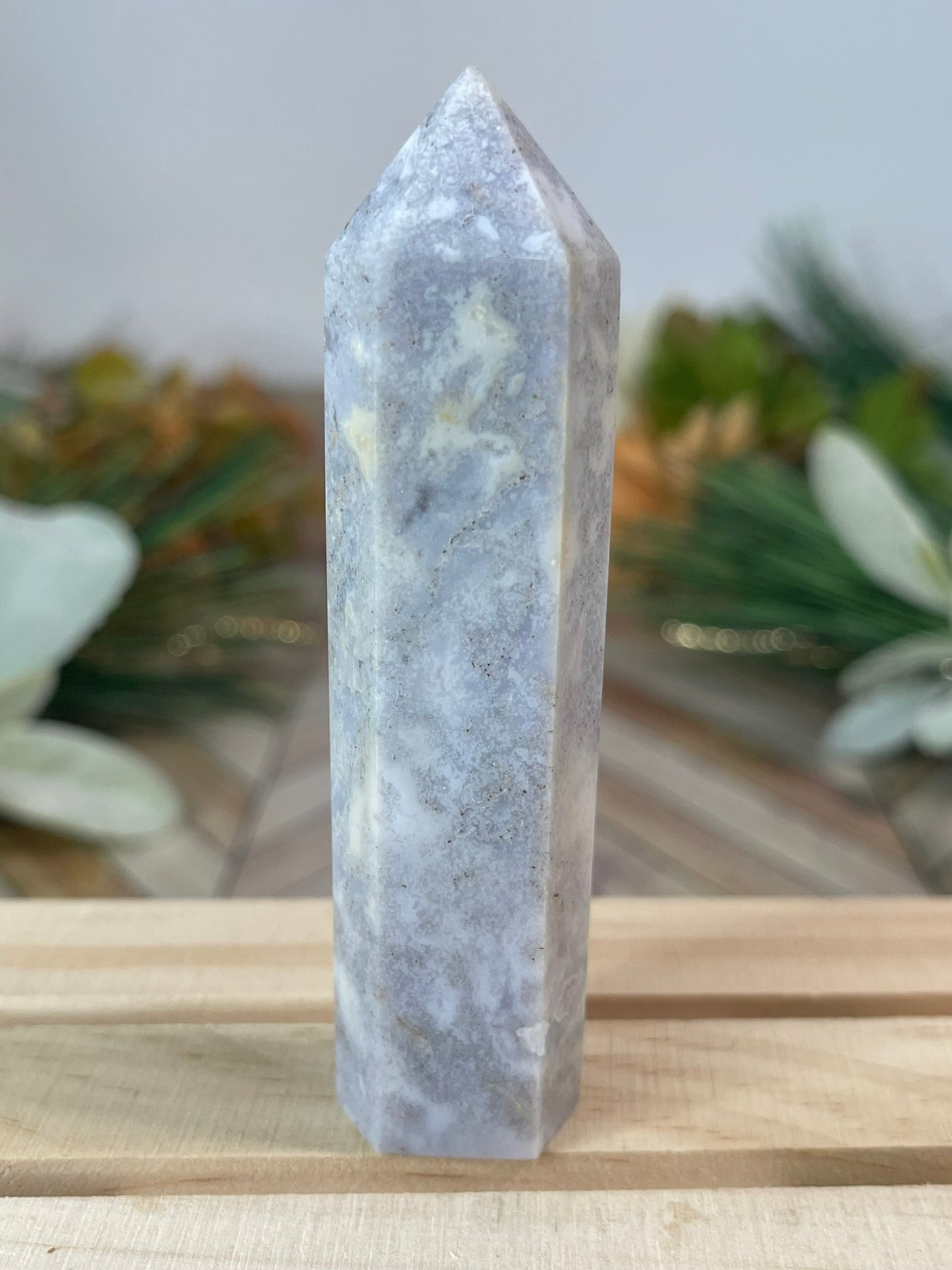 Tower - Natural Grey Jasper Quartz Crystal Obelisk Point Tower - 75g - 9.3cm