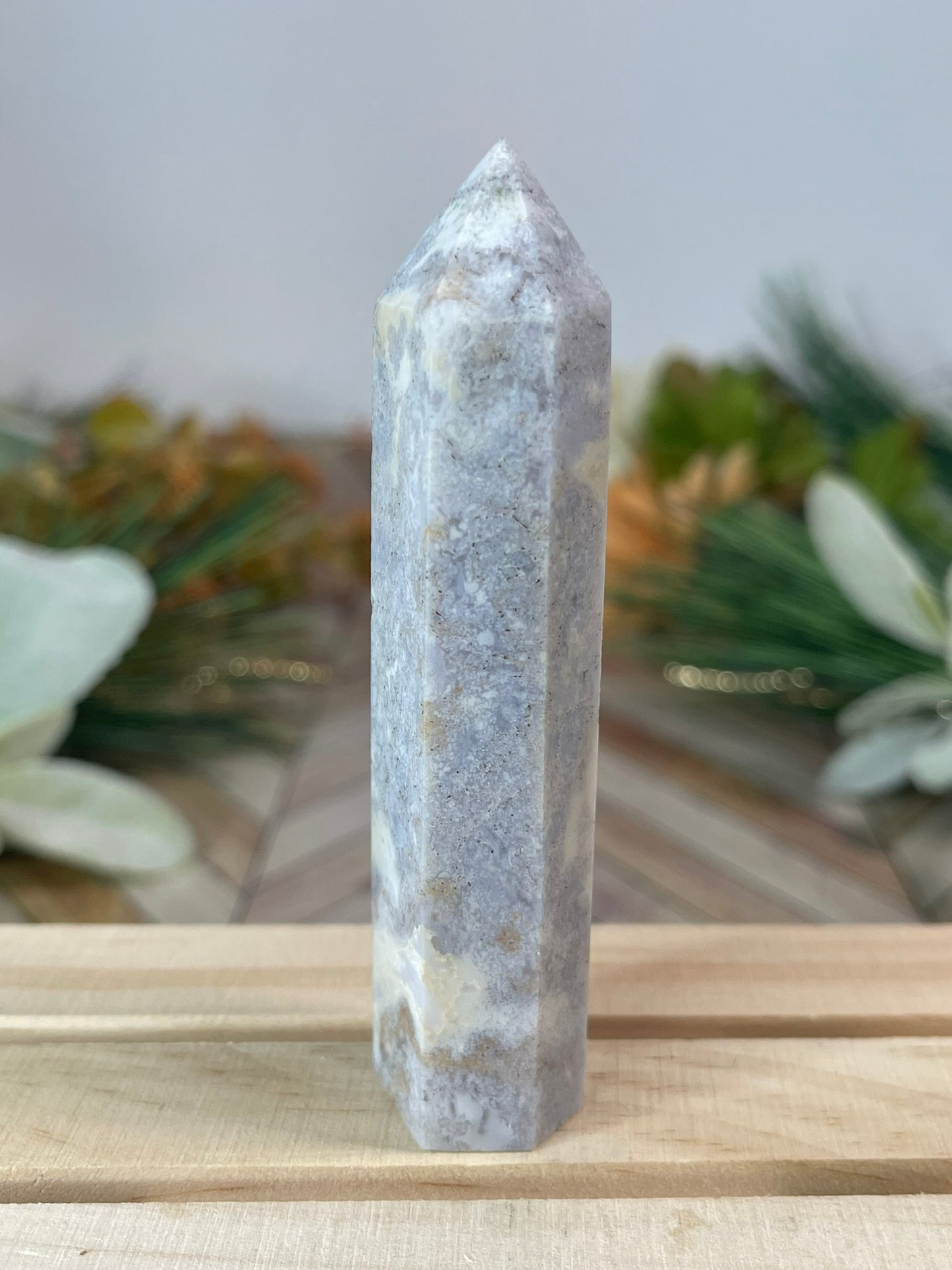 Tower - Natural Grey Jasper Quartz Crystal Obelisk Point Tower - 75g - 9.3cm