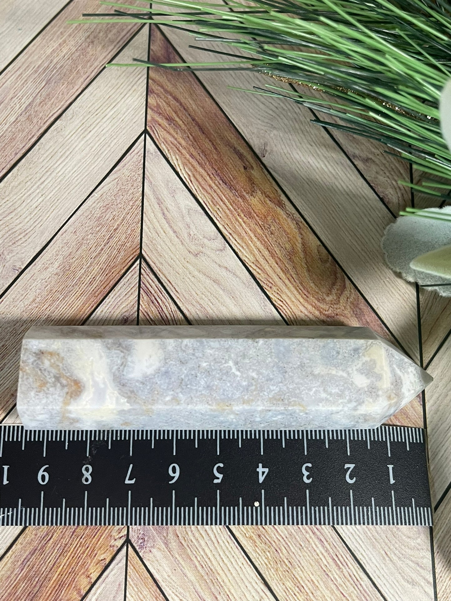 Tower - Natural Grey Jasper Quartz Crystal Obelisk Point Tower - 75g - 9.3cm