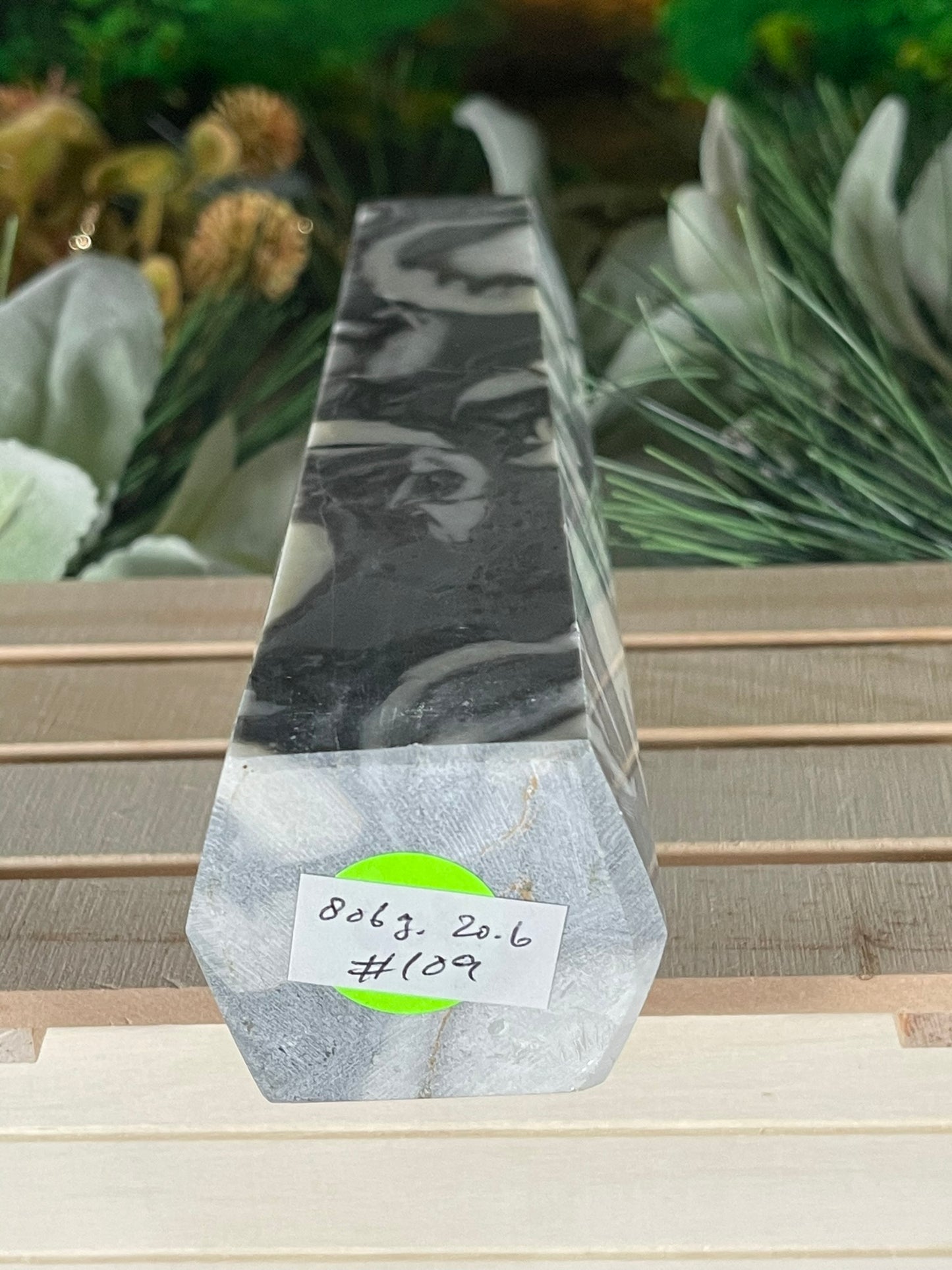 Tower - Natural Shell Stone Thousand Eye Jasper Crystal Obelisk Point Tower - 806g - 1.771lb - 20.6cm