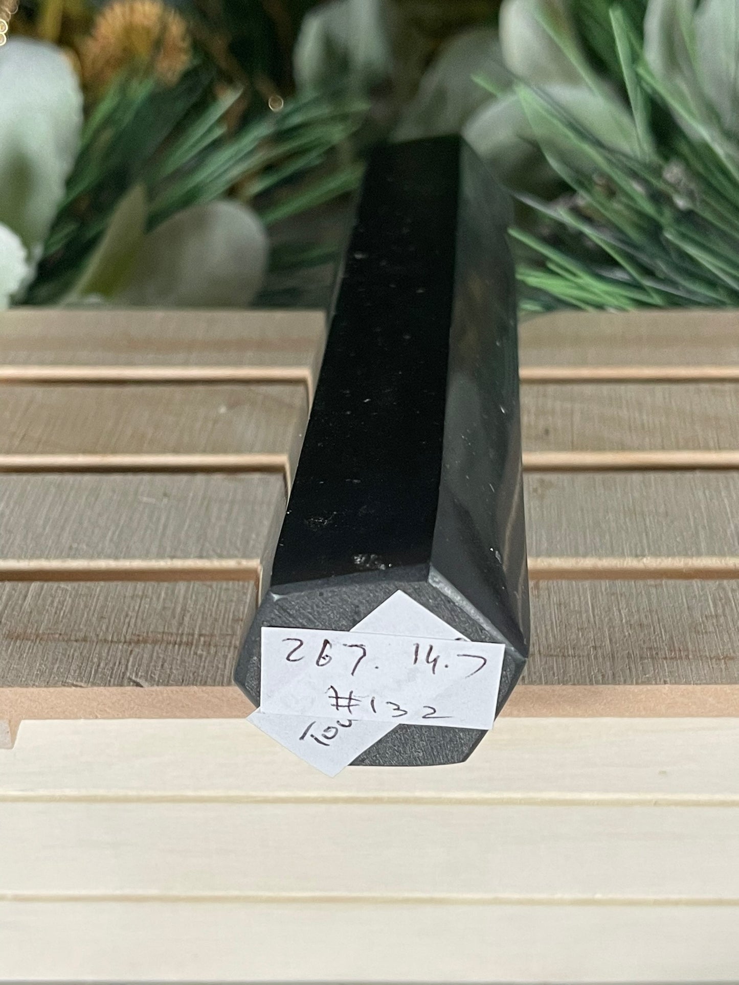 Tower - Natural Black & White Tourmaline Quartz Crystal Jasper Obelisk Point Tower - 267g - 14.7cm