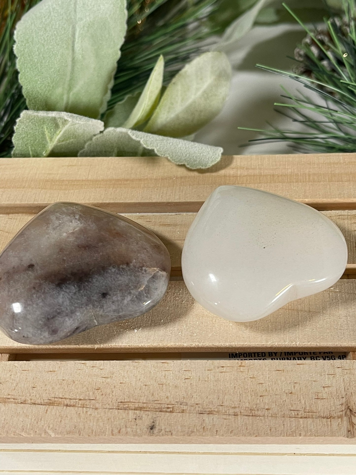 Large Agate Carnilian Jasper Stone Crystal Hearts - Lot of 2 #006