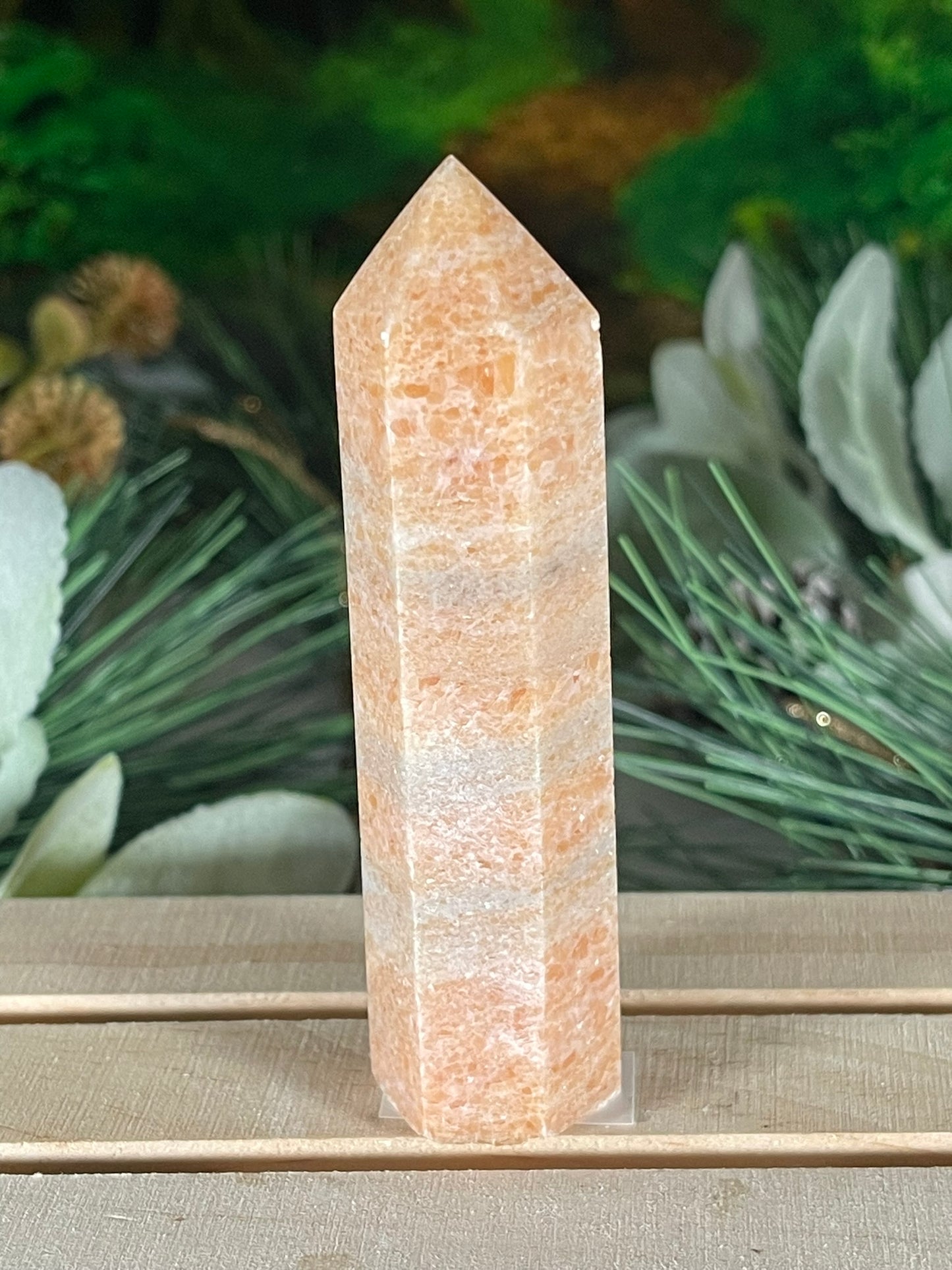 Tower - Sun Stone Sunstone Natural Stone Jasper Crystal Obelisk Point - 92g