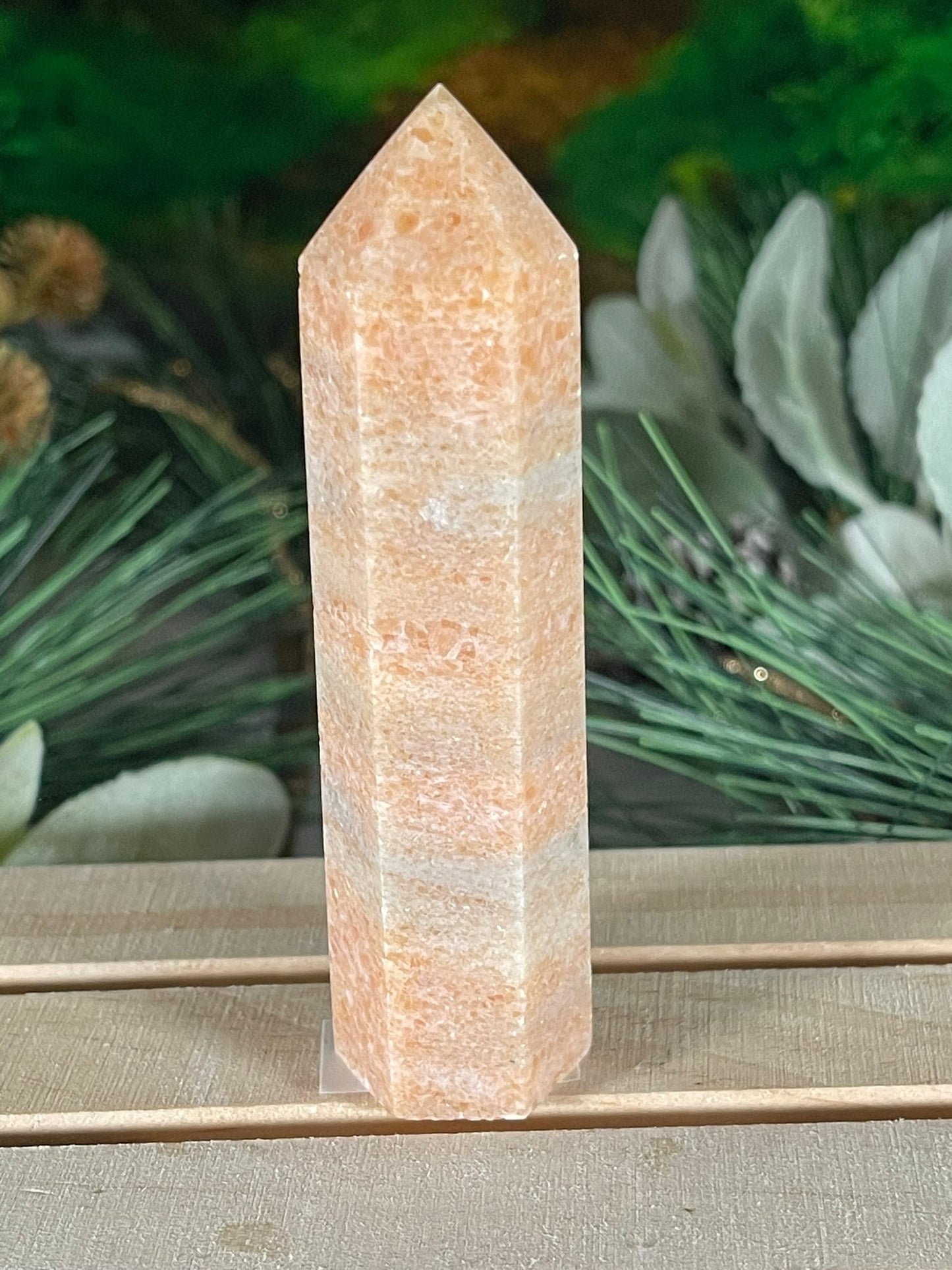 Tower - Sun Stone Sunstone Natural Stone Jasper Crystal Obelisk Point - 92g