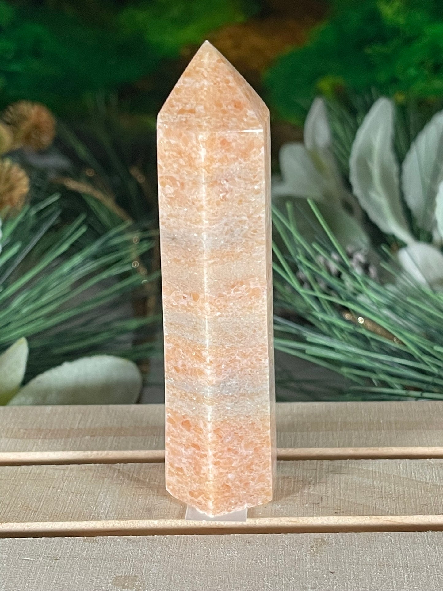 Tower - Sun Stone Sunstone Natural Stone Jasper Crystal Obelisk Point - 92g