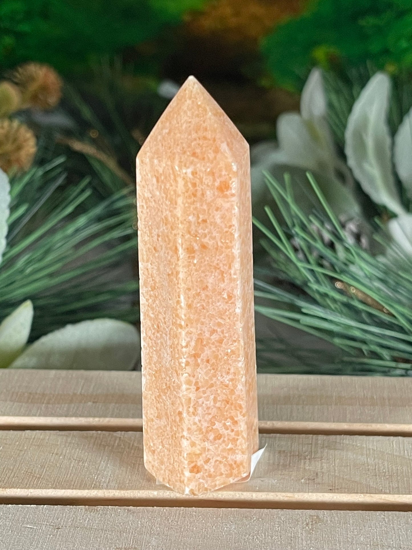 Tower - Sun Stone Sunstone Natural Stone Jasper Crystal Obelisk Point - 78g