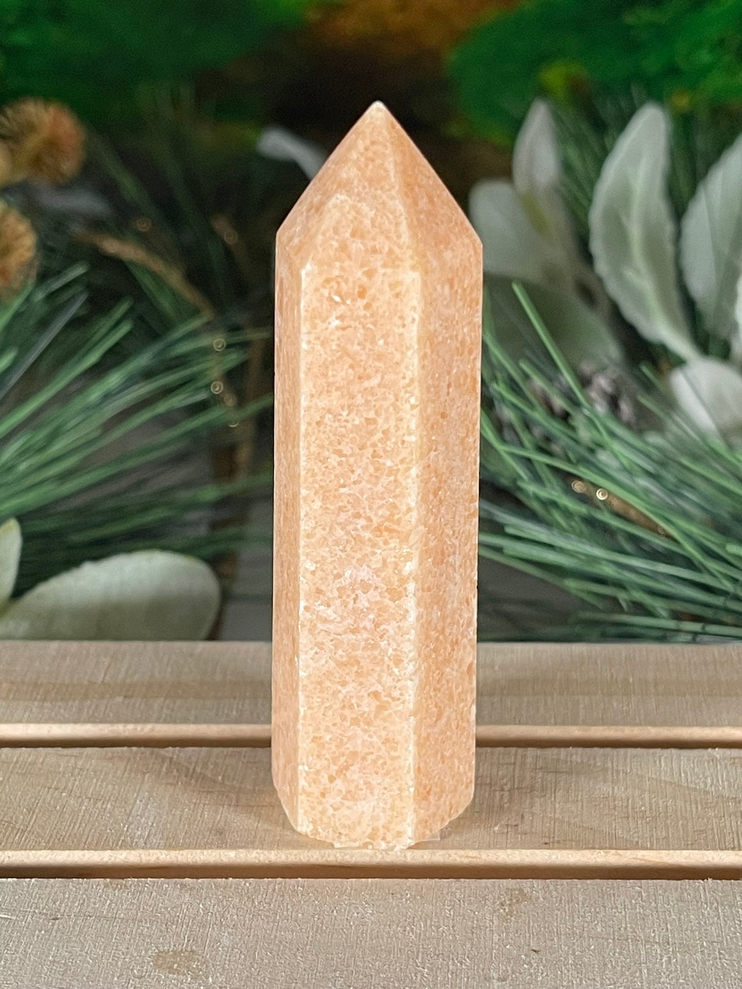 Tower - Sun Stone Sunstone Natural Stone Jasper Crystal Obelisk Point - 78g