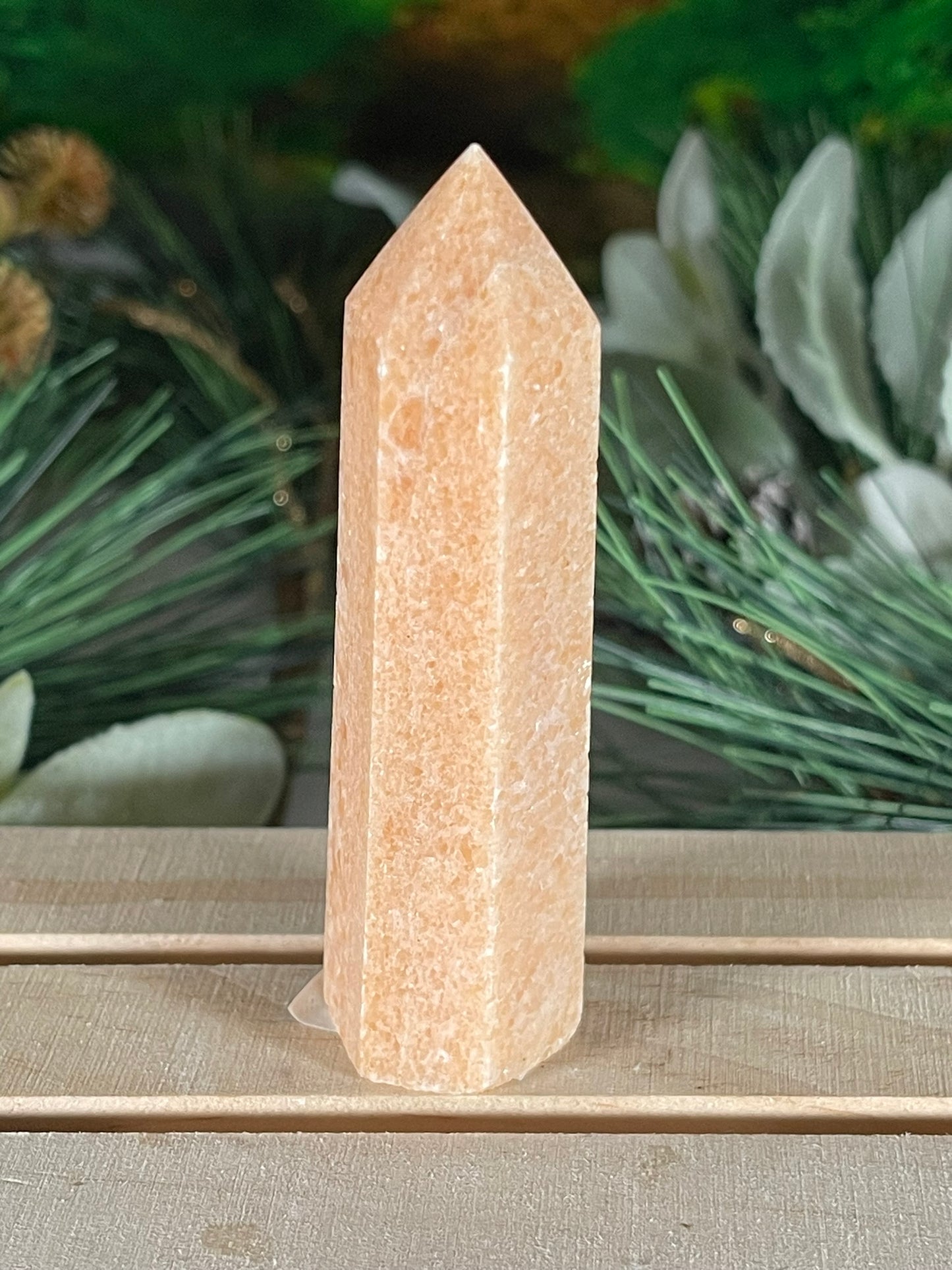 Tower - Sun Stone Sunstone Natural Stone Jasper Crystal Obelisk Point - 78g