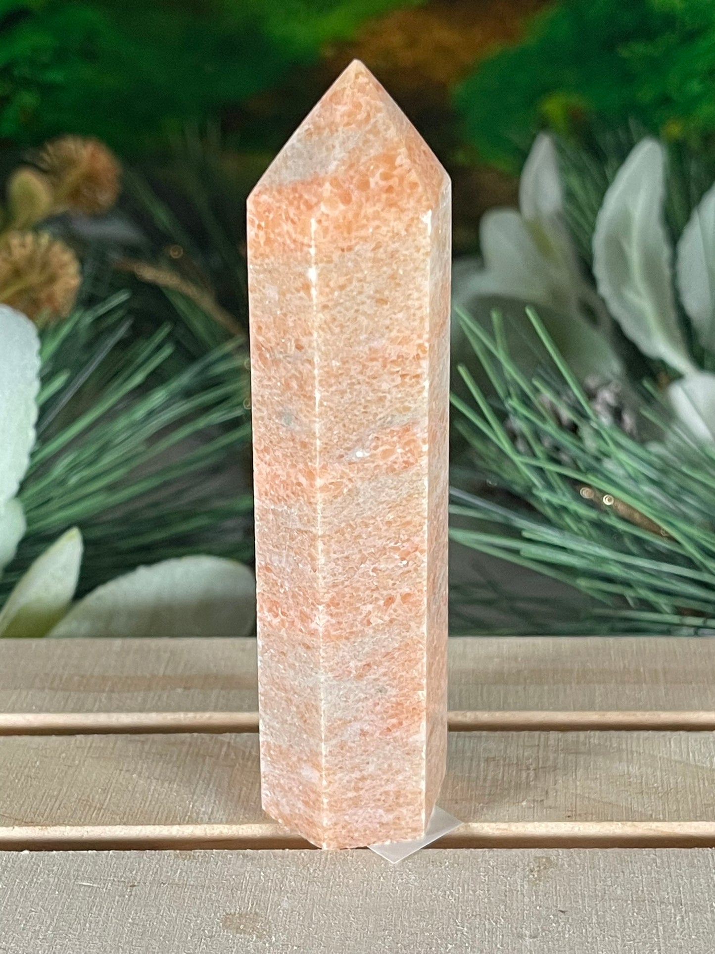 Tower - Sun Stone Sunstone Natural Stone Jasper Crystal Obelisk Point - 105g