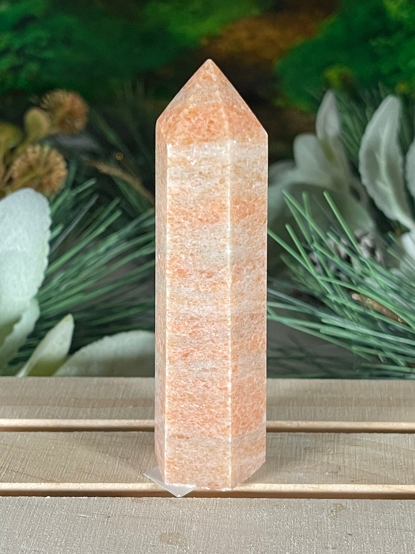 Tower - Sun Stone Sunstone Natural Stone Jasper Crystal Obelisk Point - 105g