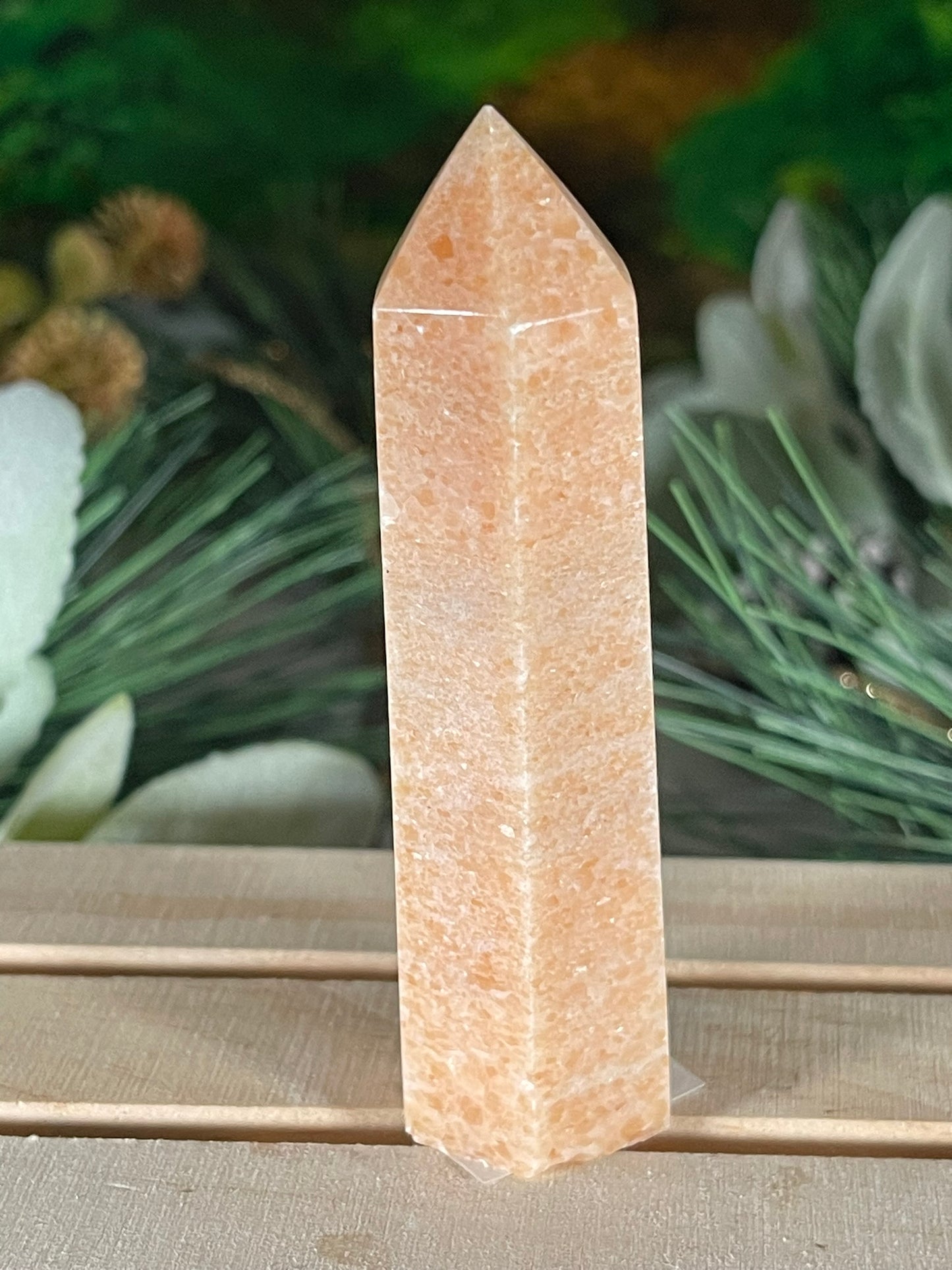 Tower - Sun Stone Sunstone Natural Stone Jasper Crystal Obelisk Point - 85g