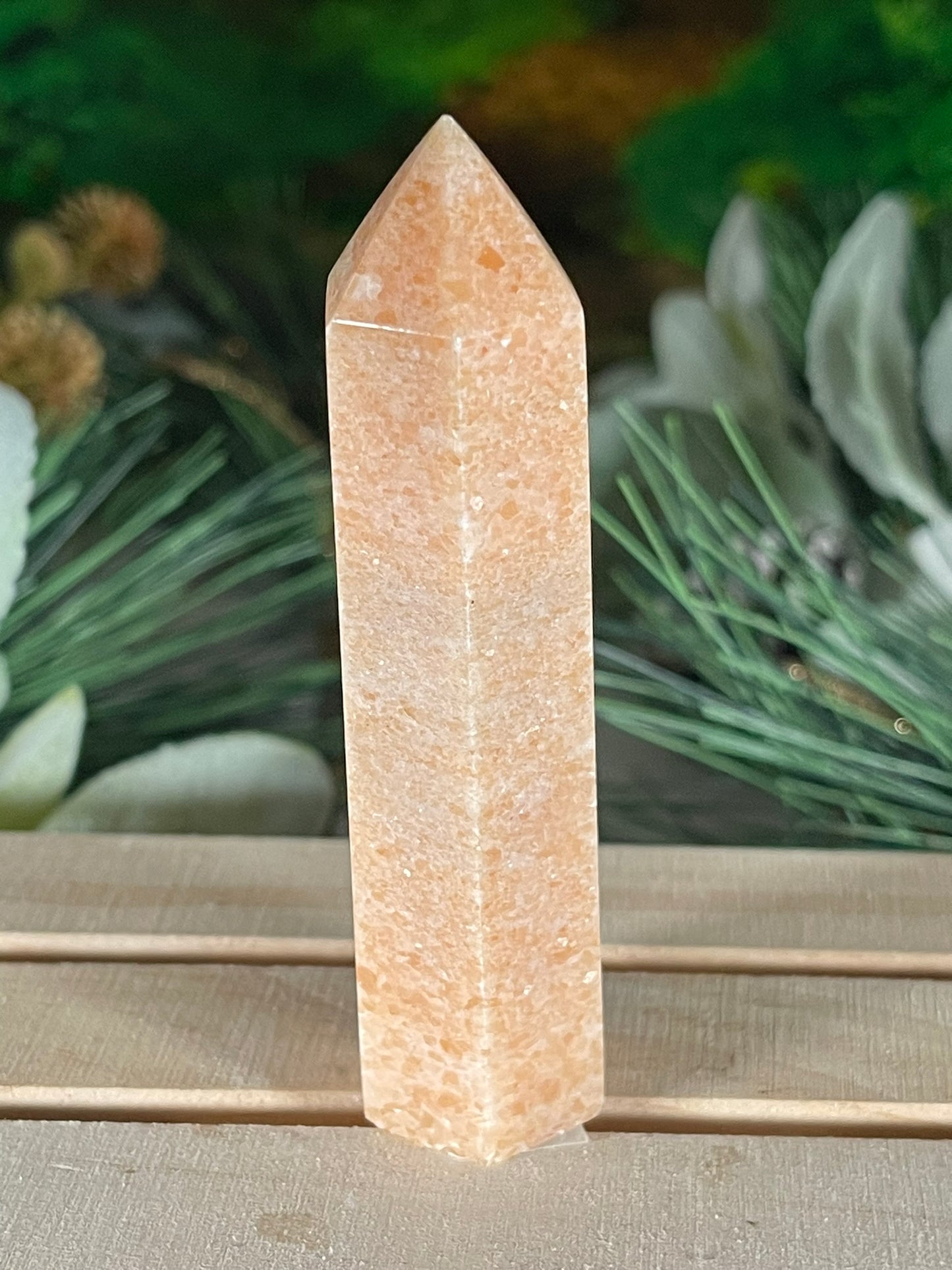 Tower - Sun Stone Sunstone Natural Stone Jasper Crystal Obelisk Point - 85g