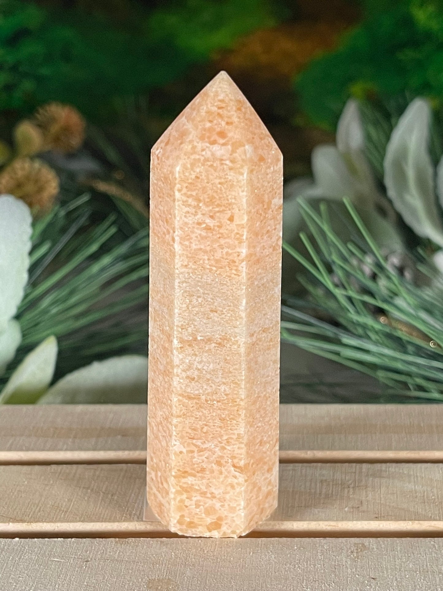 Tower - Sun Stone Sunstone Natural Stone Jasper Crystal Obelisk Point - 85g