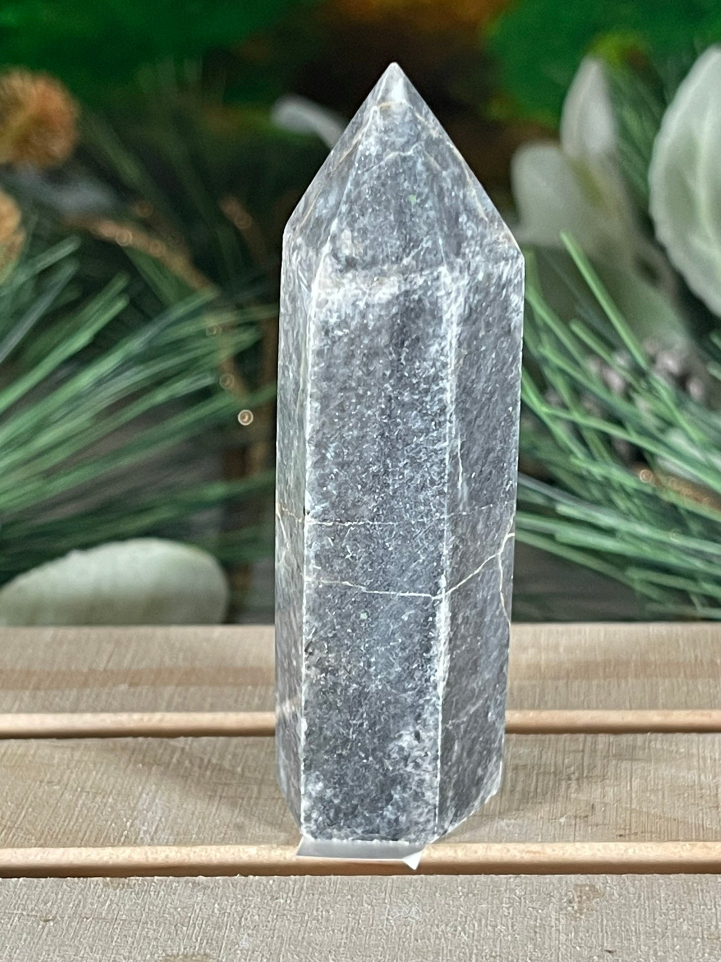 Tower - Gray Jasper Grey Natural Stone Crystal Obelisk Point - 63g