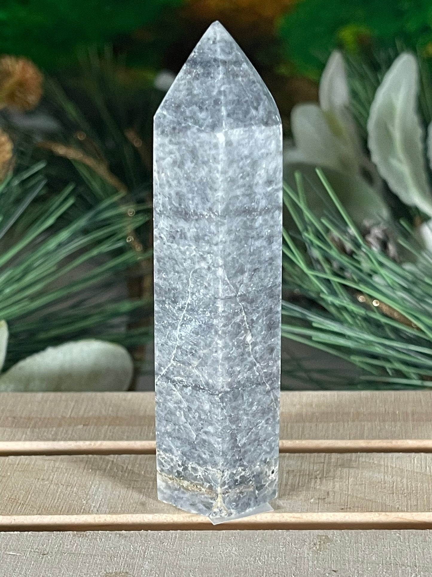 Tower - Gray Jasper Grey Natural Stone Crystal Obelisk Point - 93g