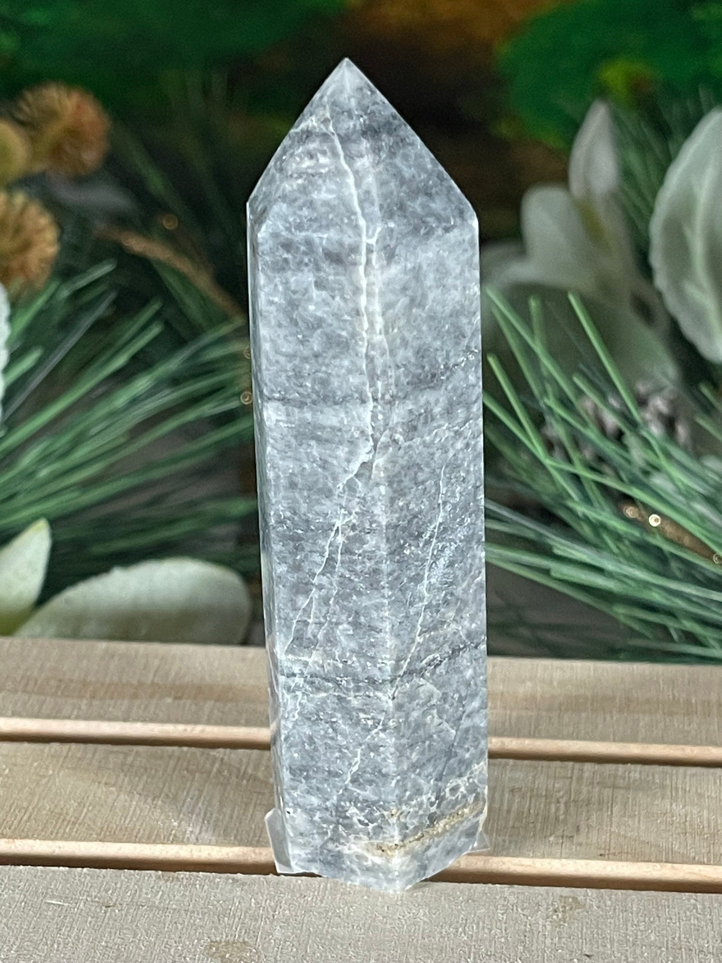 Tower - Gray Jasper Grey Natural Stone Crystal Obelisk Point - 93g