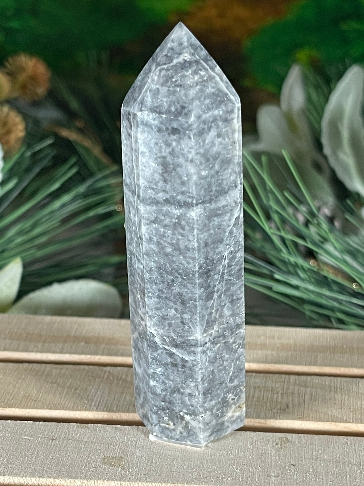 Tower - Gray Jasper Grey Natural Stone Crystal Obelisk Point - 93g