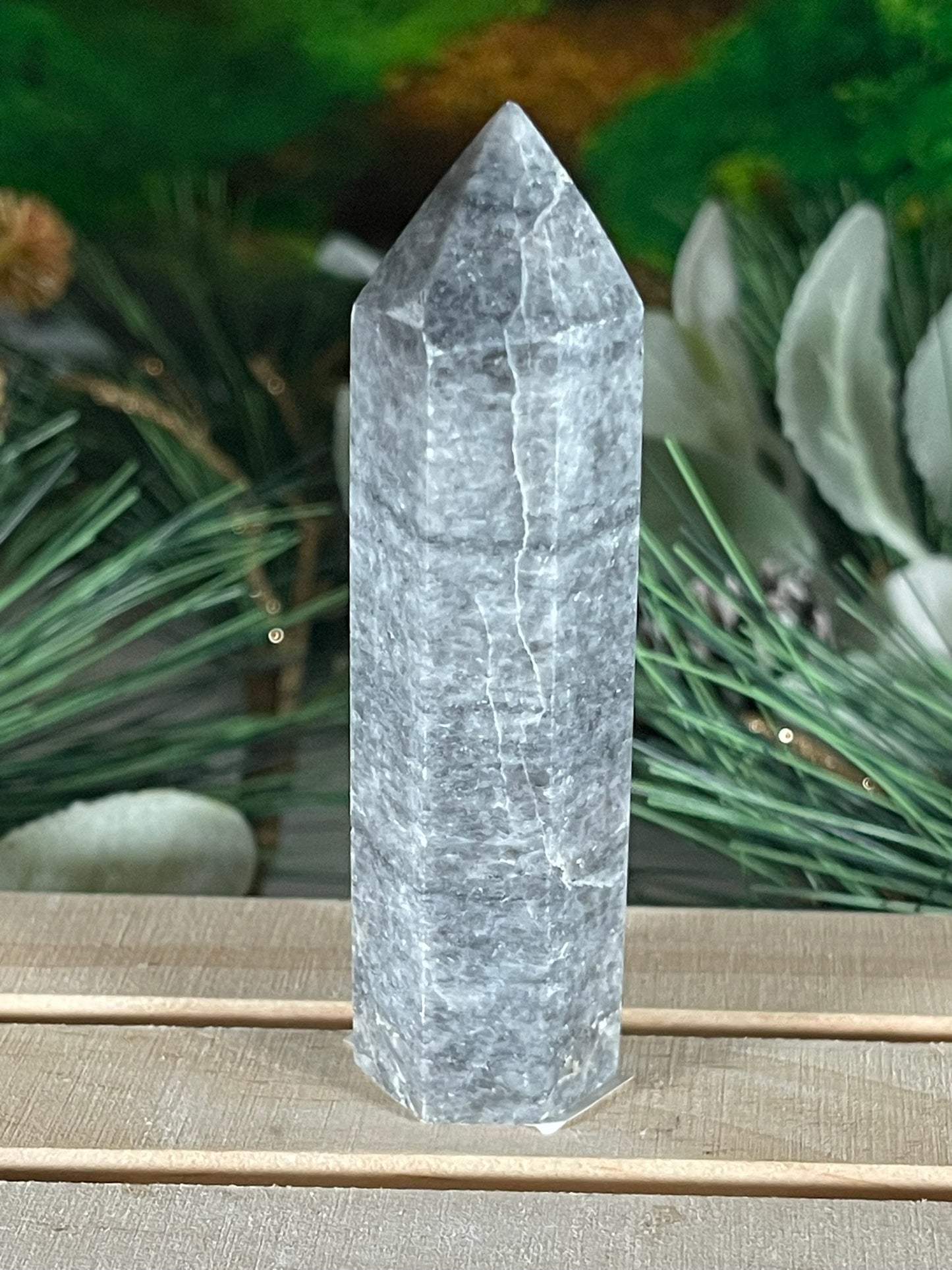 Tower - Gray Jasper Grey Natural Stone Crystal Obelisk Point - 93g