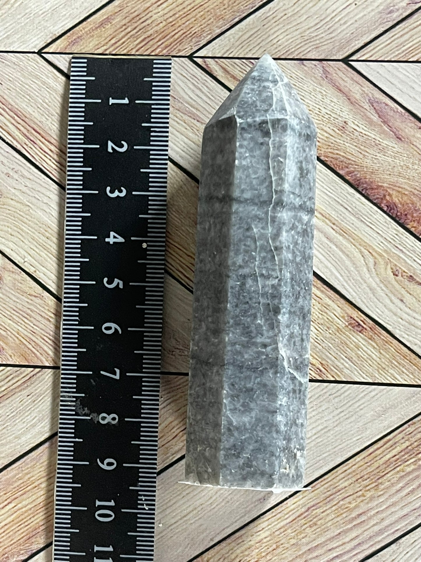 Tower - Gray Jasper Grey Natural Stone Crystal Obelisk Point - 93g