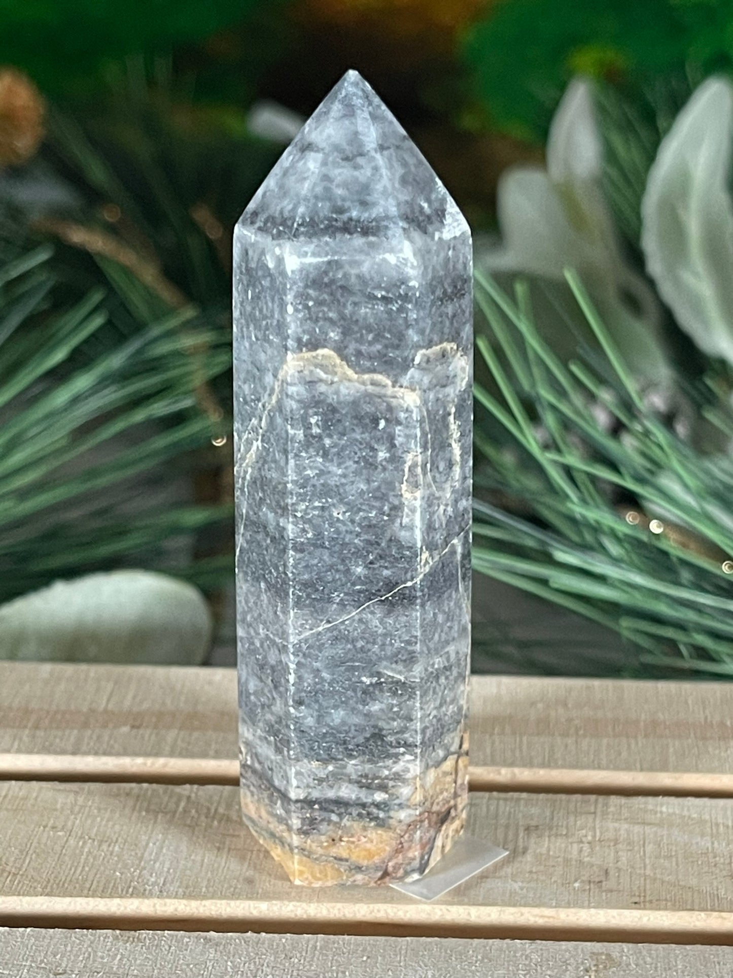 Tower - Gray Jasper Grey Natural Stone Crystal Obelisk Point - 68g