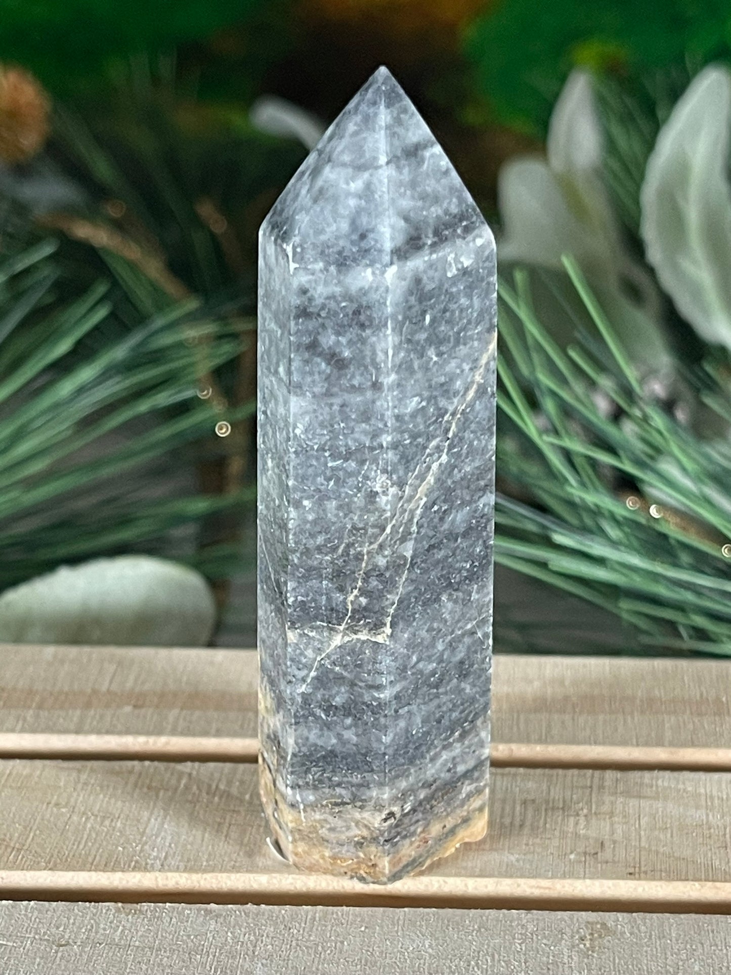 Tower - Gray Jasper Grey Natural Stone Crystal Obelisk Point - 68g