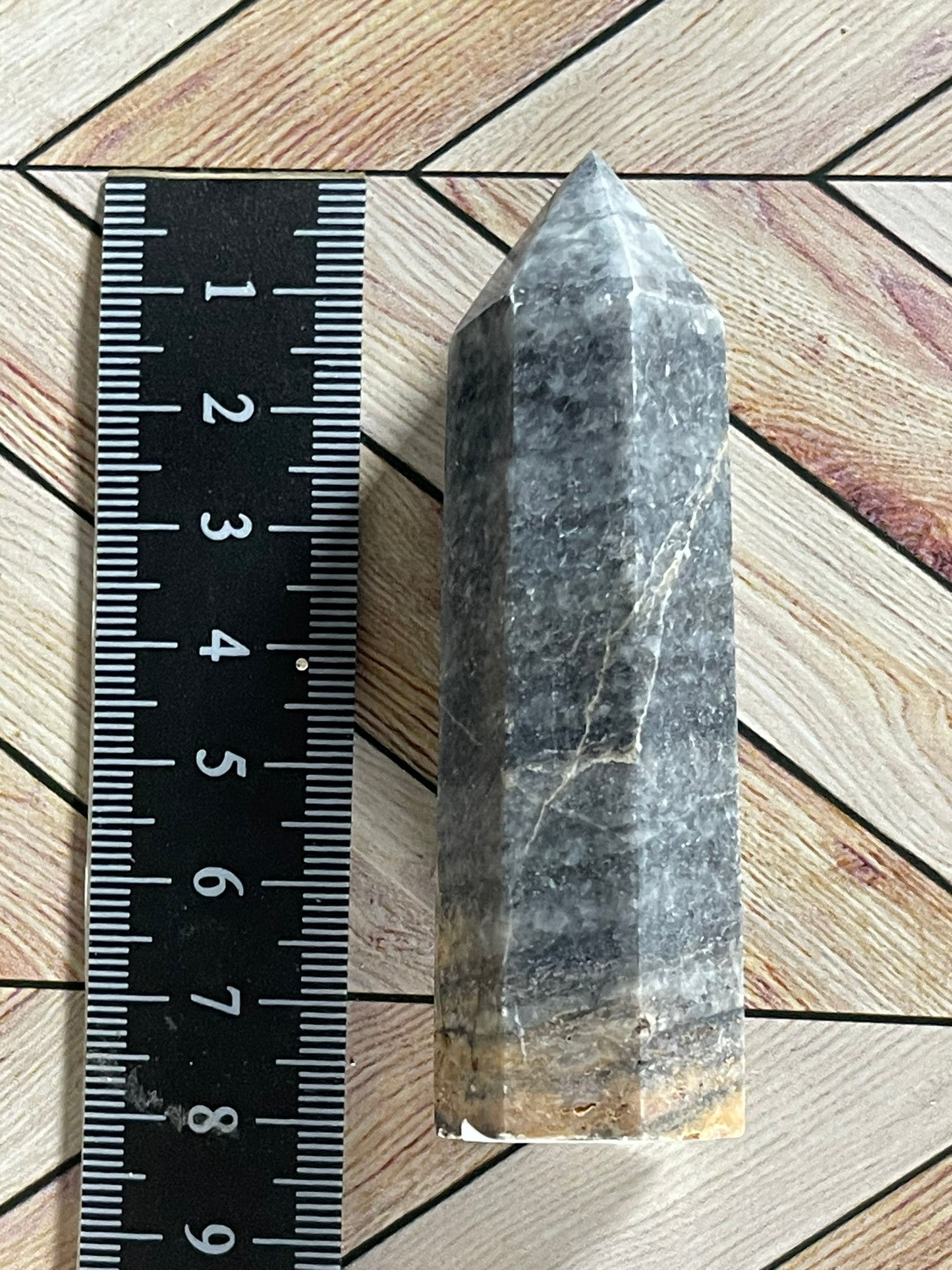 Tower - Gray Jasper Grey Natural Stone Crystal Obelisk Point - 68g