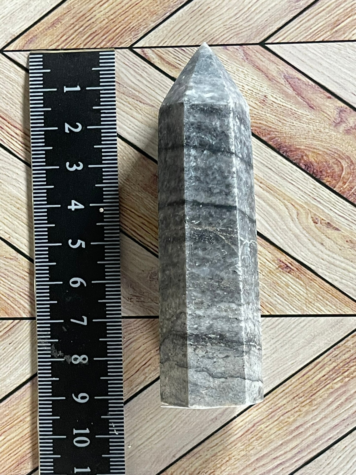 Tower - Gray Jasper Grey Natural Stone Crystal Obelisk Point - 91g