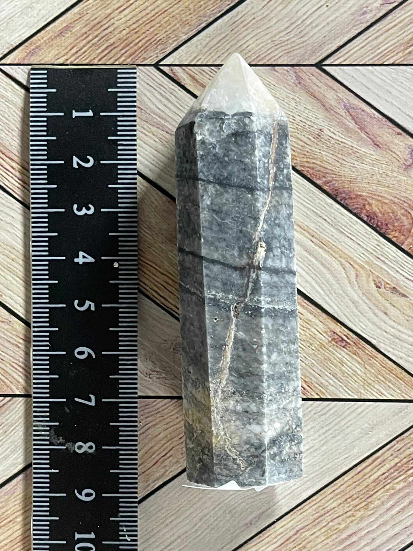 Tower - Gray Jasper Grey Natural Stone Crystal Obelisk Point - 76g