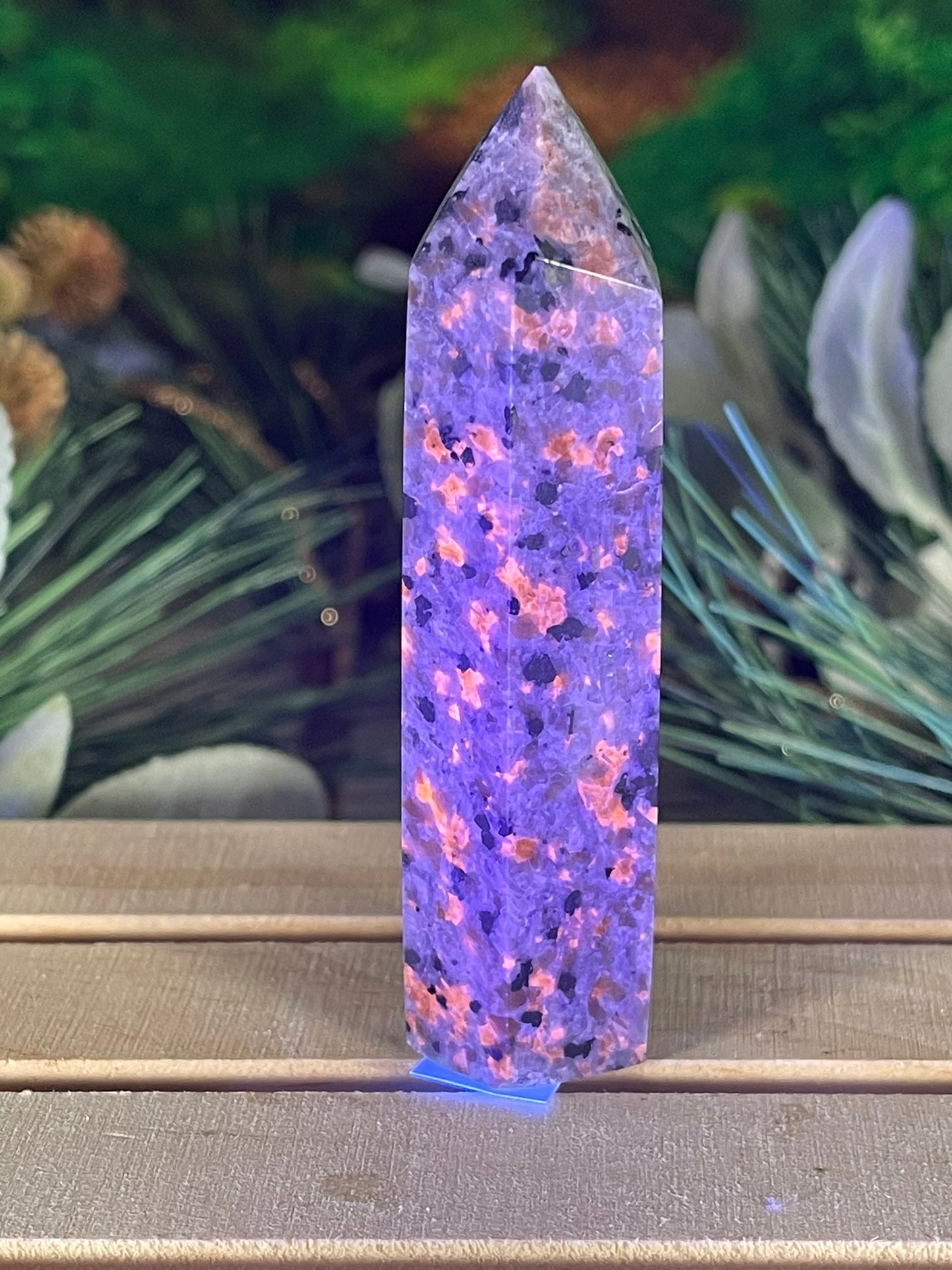 Tower - Yooperlite FireStone Jasper Natural Stone Quartz Crystal Obelisk Point - 79g