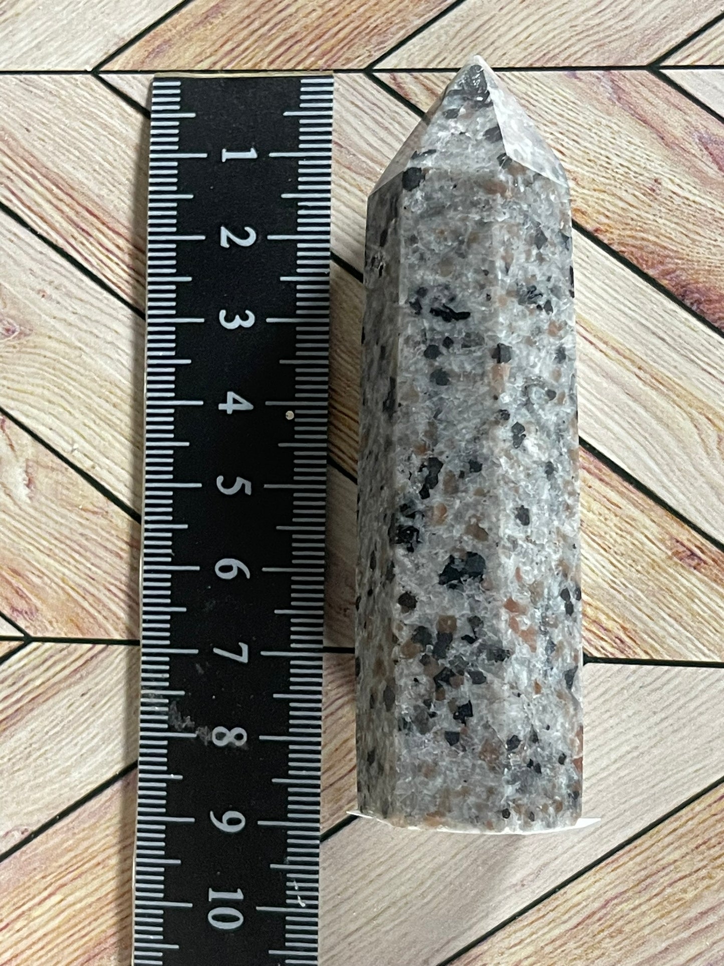 Tower - Yooperlite FireStone Jasper Natural Stone Quartz Crystal Obelisk Point - 79g