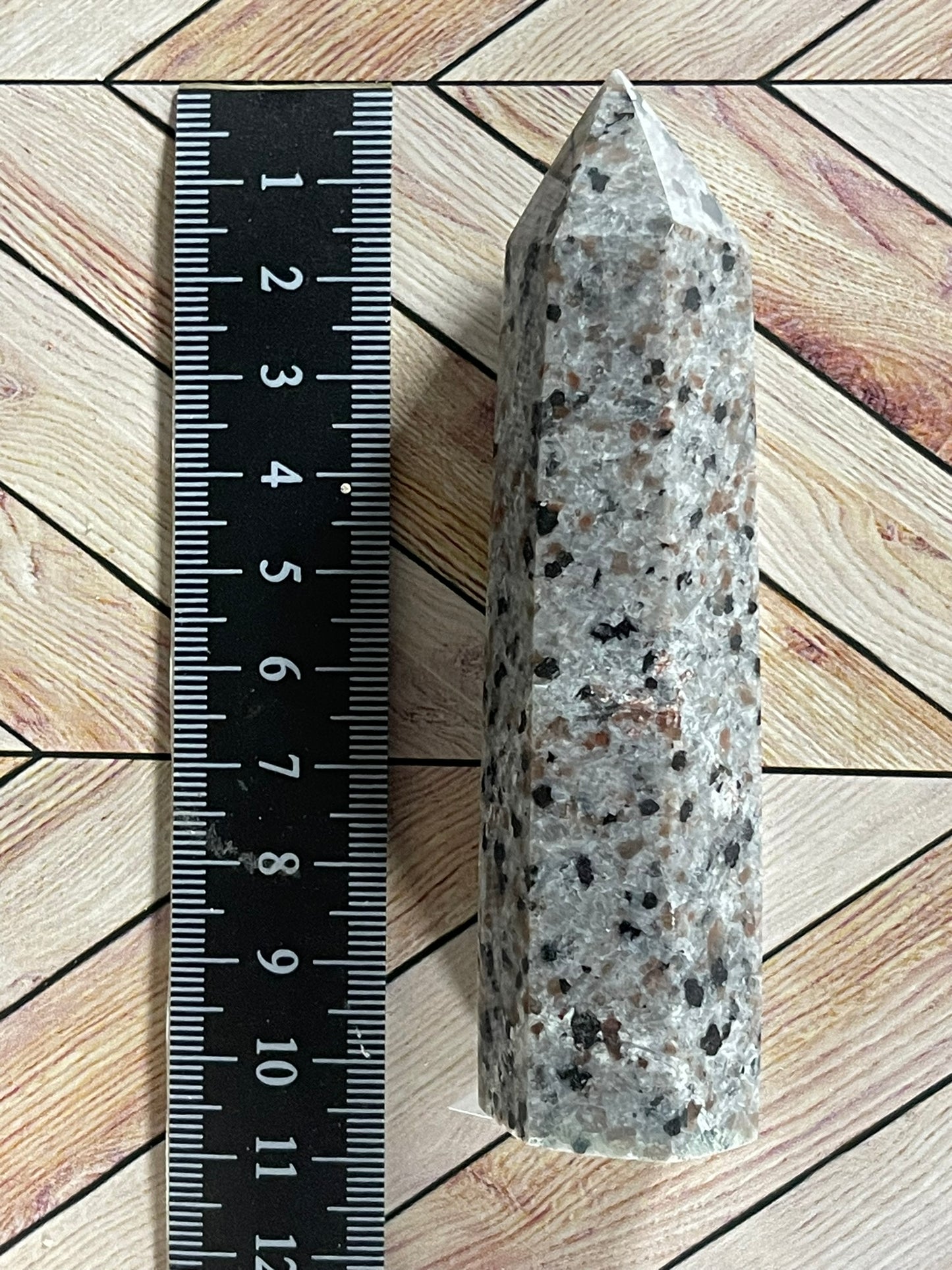 Tower - Yooperlite FireStone Jasper Natural Stone Quartz Crystal Obelisk Point - 111g