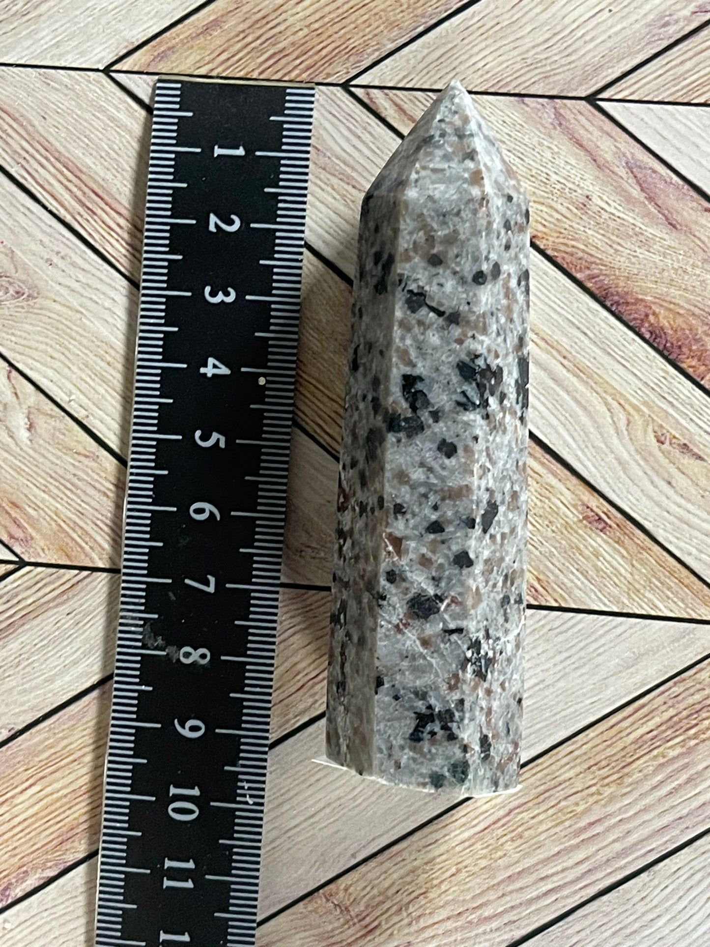 Tower - Yooperlite FireStone Jasper Natural Stone Quartz Crystal Obelisk Point - 87g